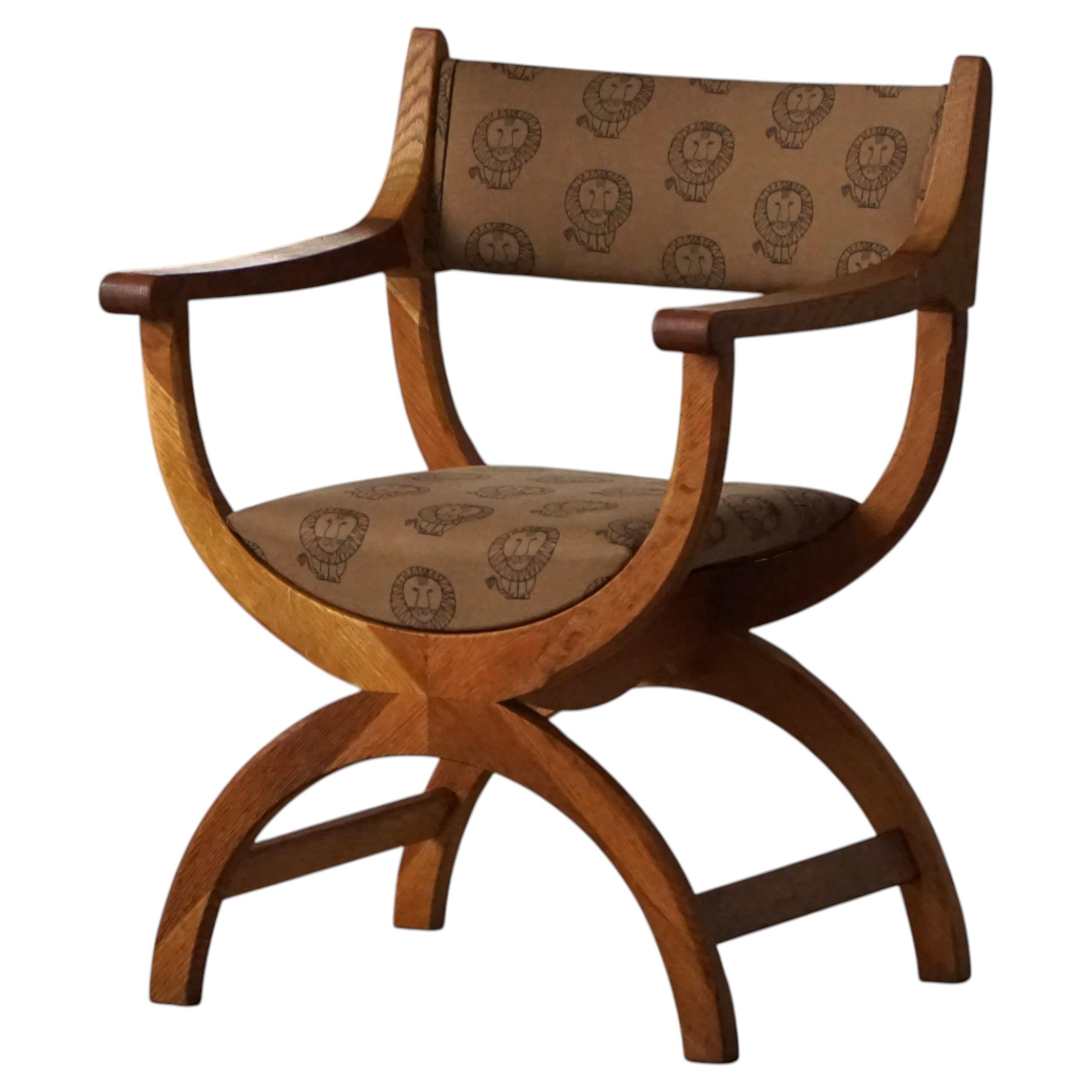 Fauteuil "Kurul" par Kjærnulf, Oak & Lisa Larson Textile, milieu du siècle, années 1960