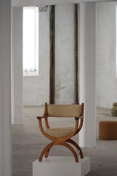 "Kurul" Armchair in Oak & Hessian, Henning Kjærnulf, Mid Century Modern, 1960s
