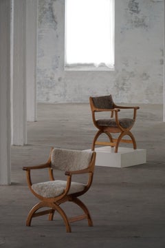 "Kurul" Armchair in Oak & Lambswool by Henning Kjærnulf, Mid Century, 1960s