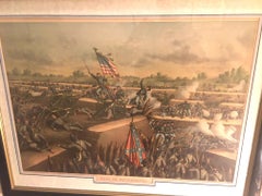 Kurz & Allison Framed Pair Civil War Color Lithograph Battle Scene Prints