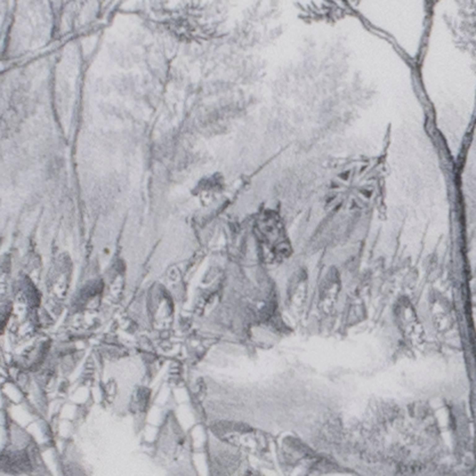 litografia del XIX secolo paesaggio scena di battaglia stampa figurativa militare - Print Altro stile artistico di Kurz and Allison