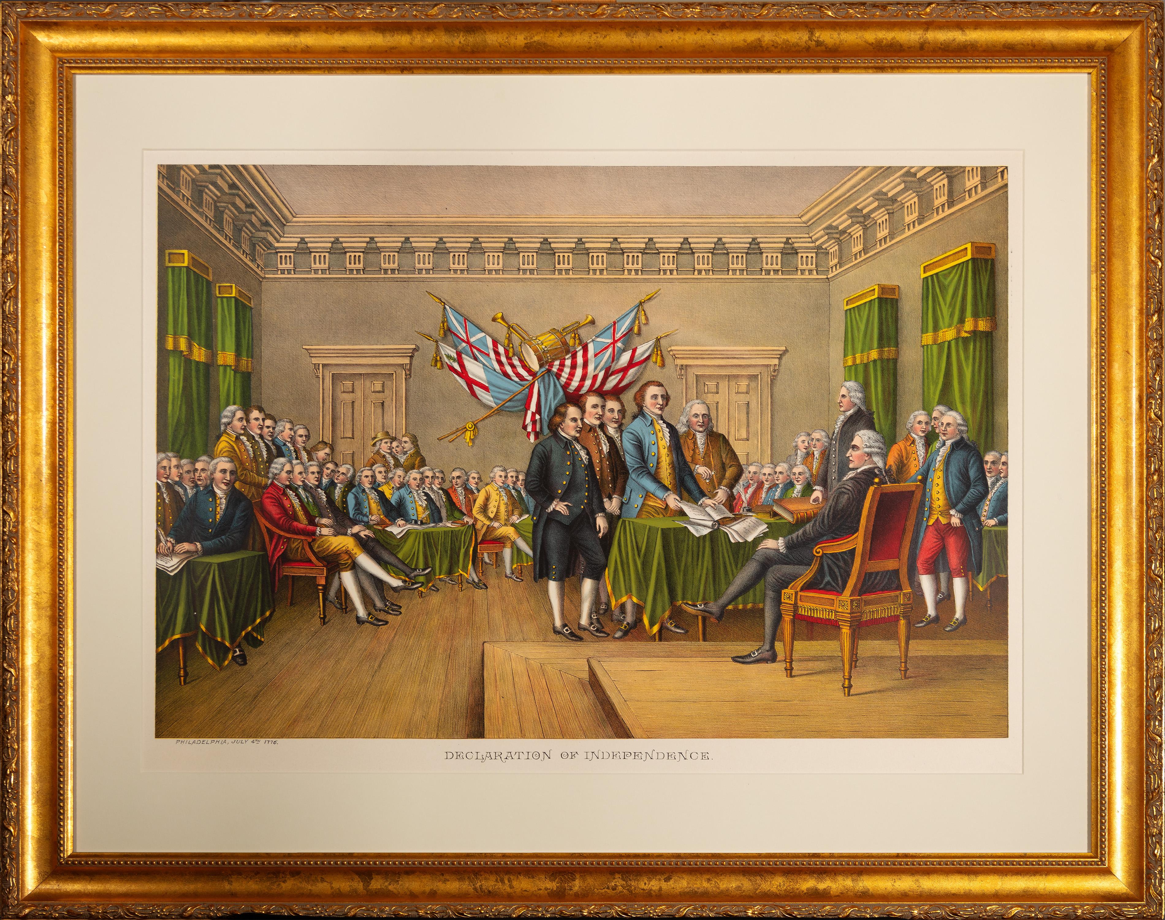 Kurz and Allison Figurative Print - 19th Century Lithograph of the Declaration of Independence