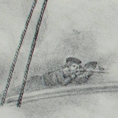 Late 19th century lithograph figures military historical maritime scene