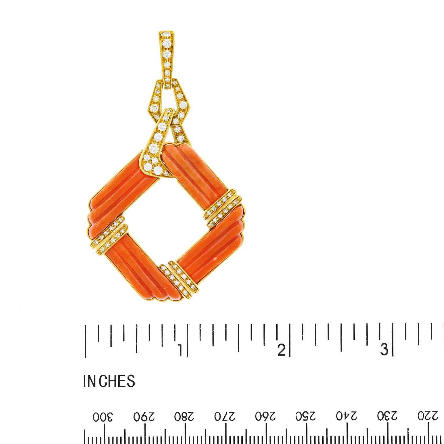 Kurz Coral and Diamond Pendant 2