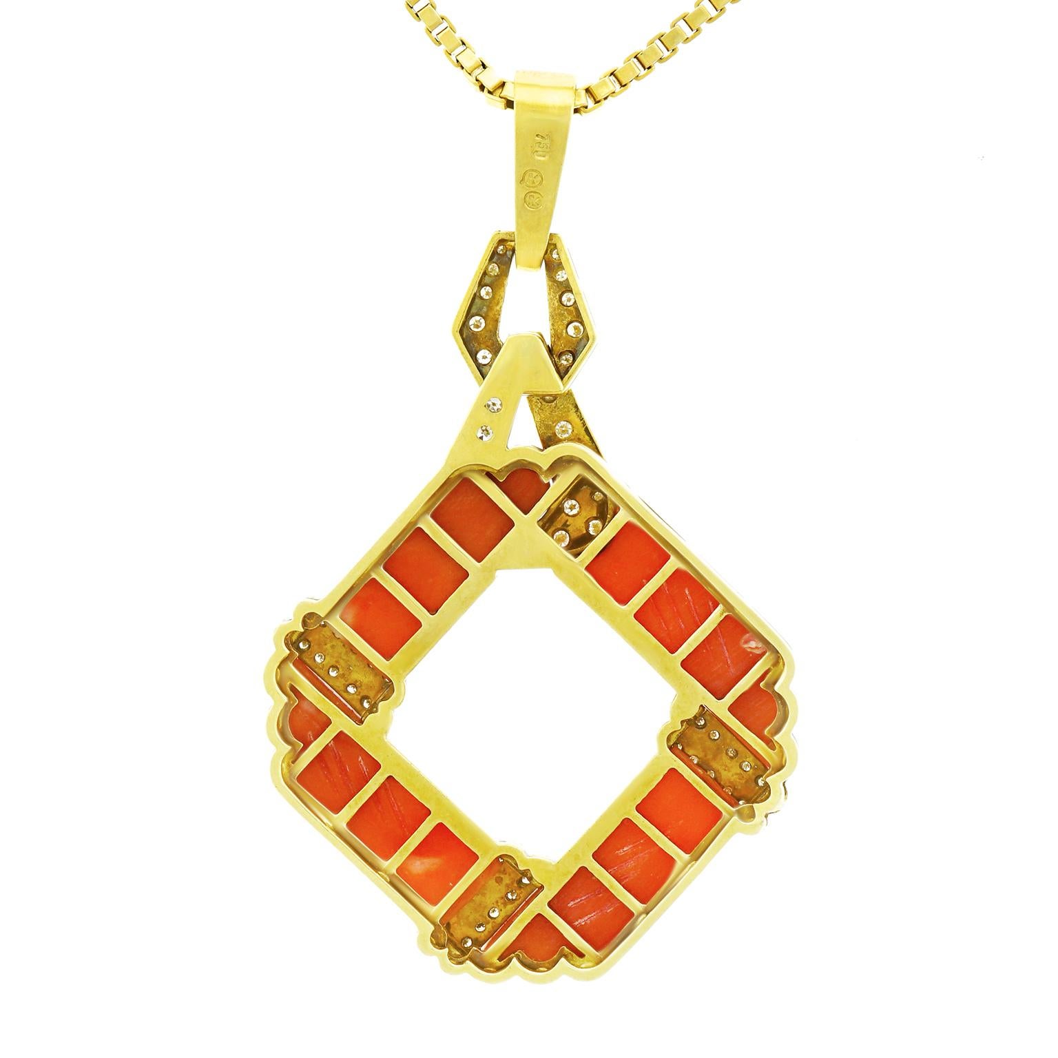 Kurz Coral and Diamond Pendant 3