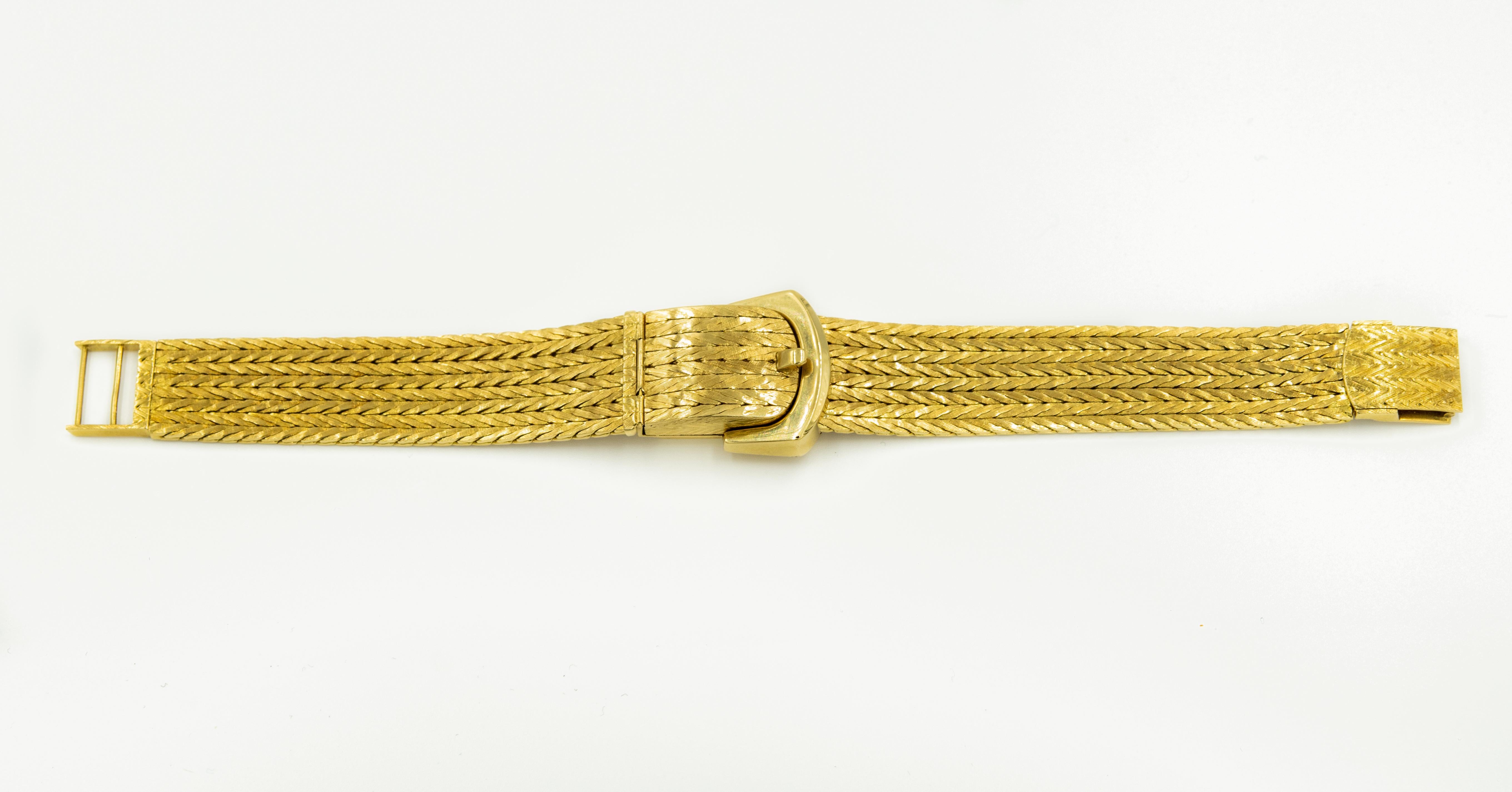 Women's Kurz Mid-20th Century Covered Yellow Gold Buckle Ladies Wristwatch Bracelet For Sale