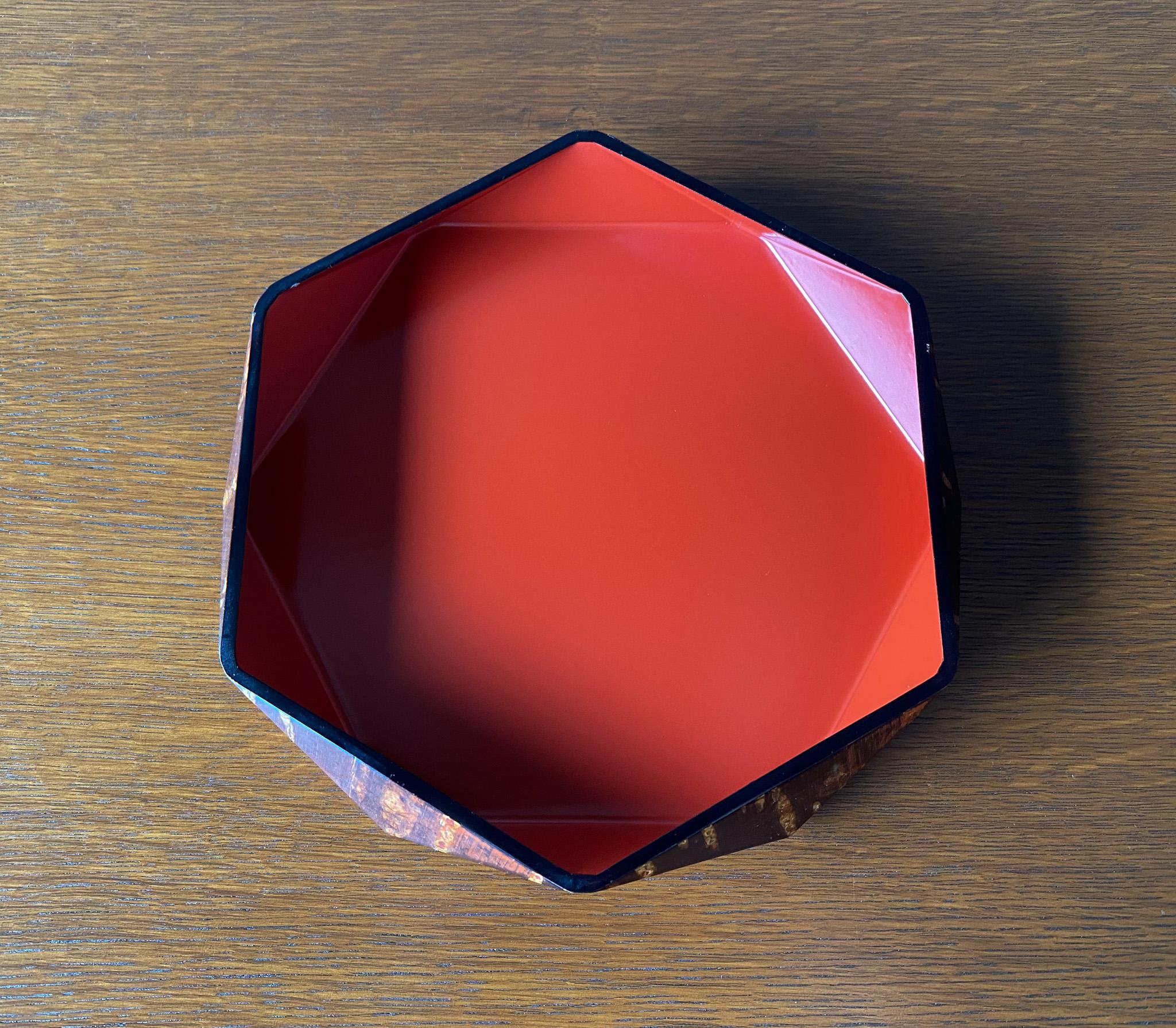 Kusachu Hexagonal Cherry Bark Bowl / Tray, Japan, 20th Century  For Sale 1