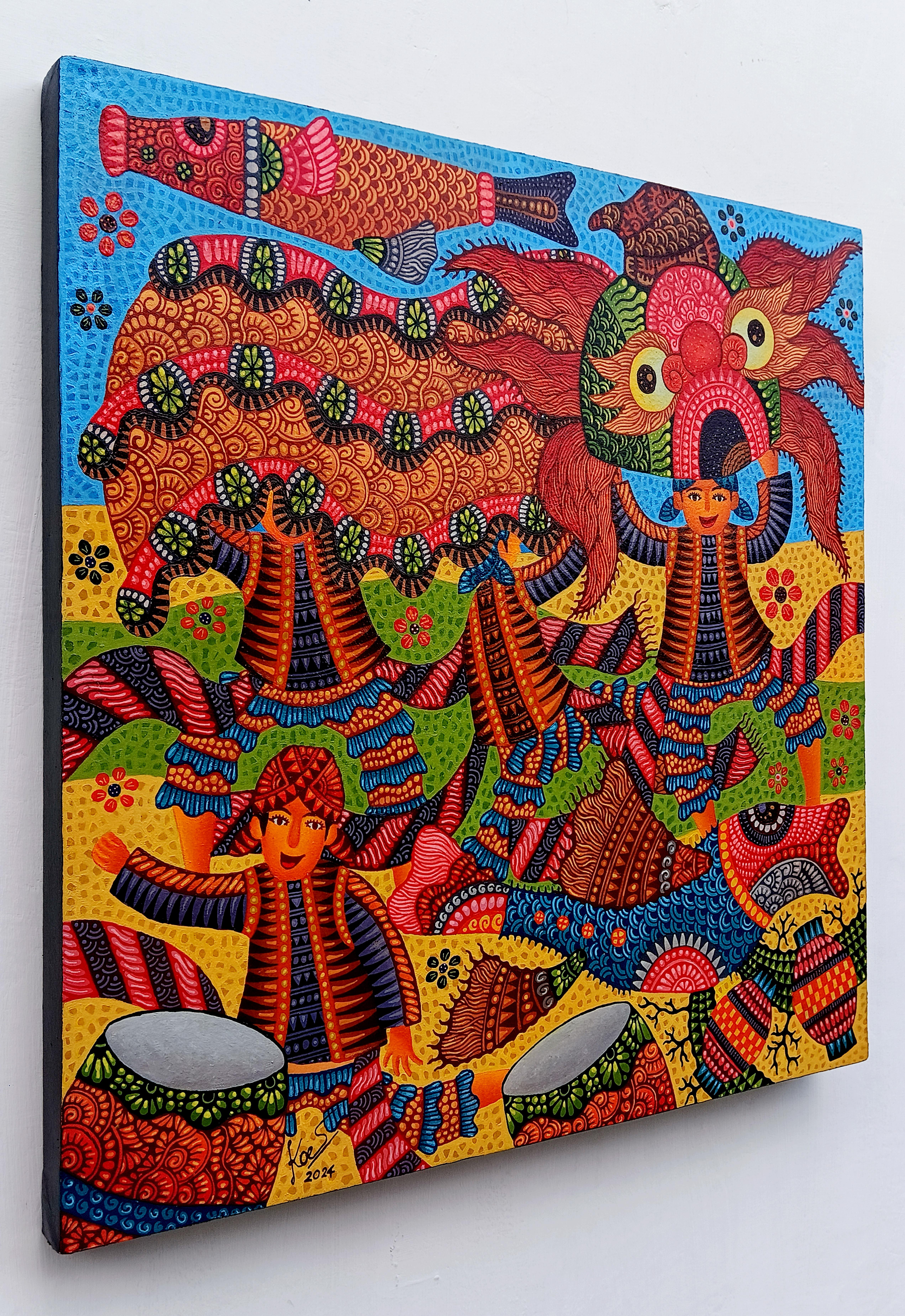 Art contemporain indonésien par Kusbudiyanto - Danse Barongan en vente 2