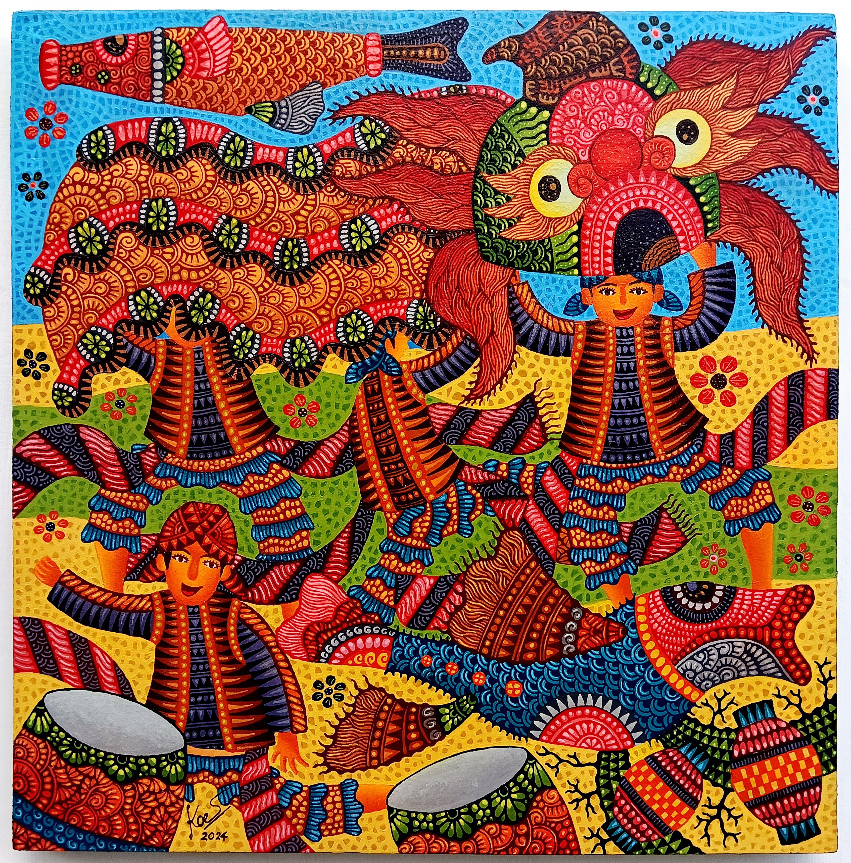 Art contemporain indonésien par Kusbudiyanto - Danse Barongan en vente 6