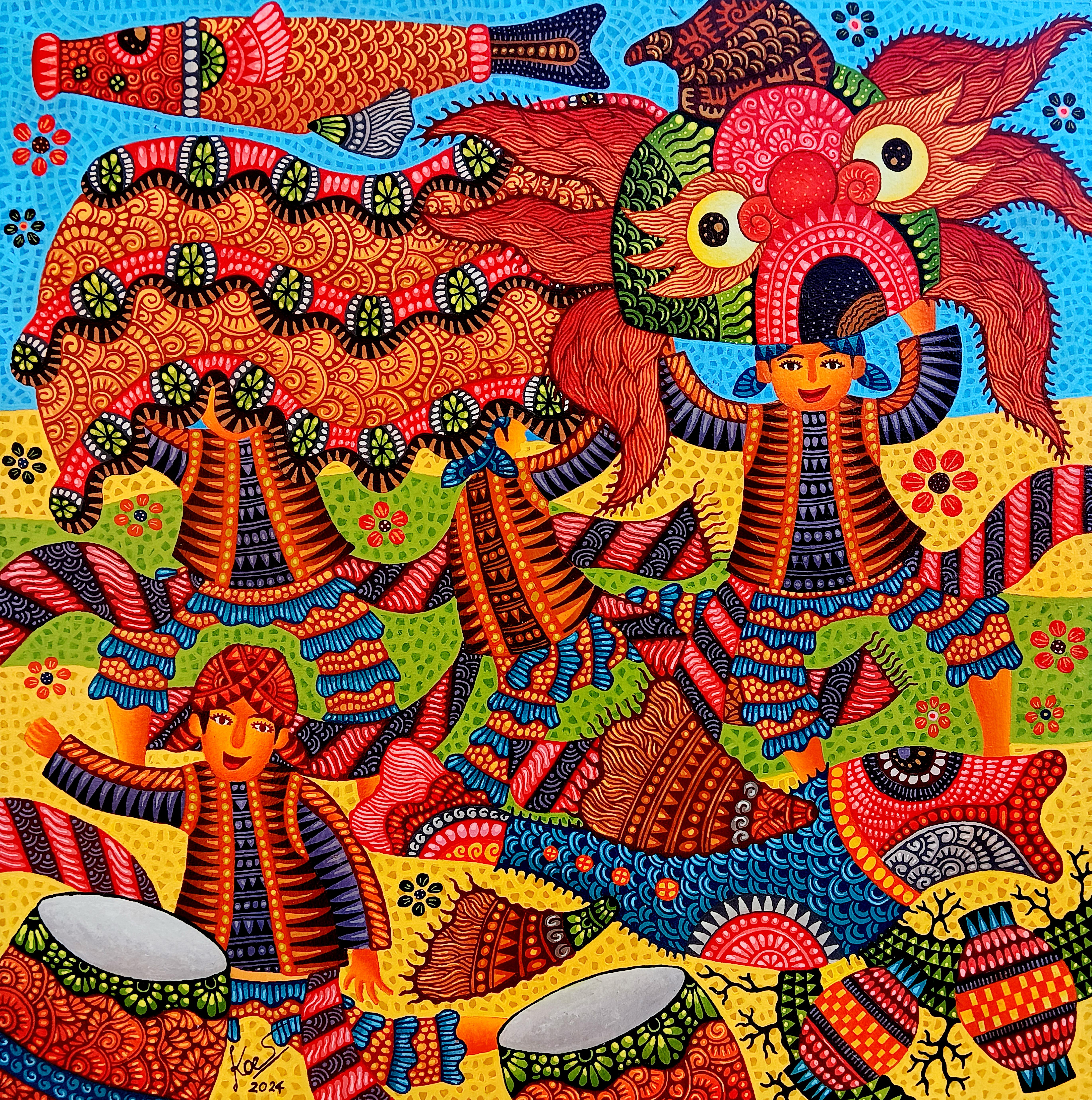 Art contemporain indonésien par Kusbudiyanto - Danse Barongan en vente 7