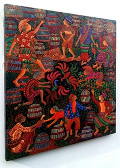 Arte contemporáneo indonesio de Kusbudiyanto - Mercado de aves