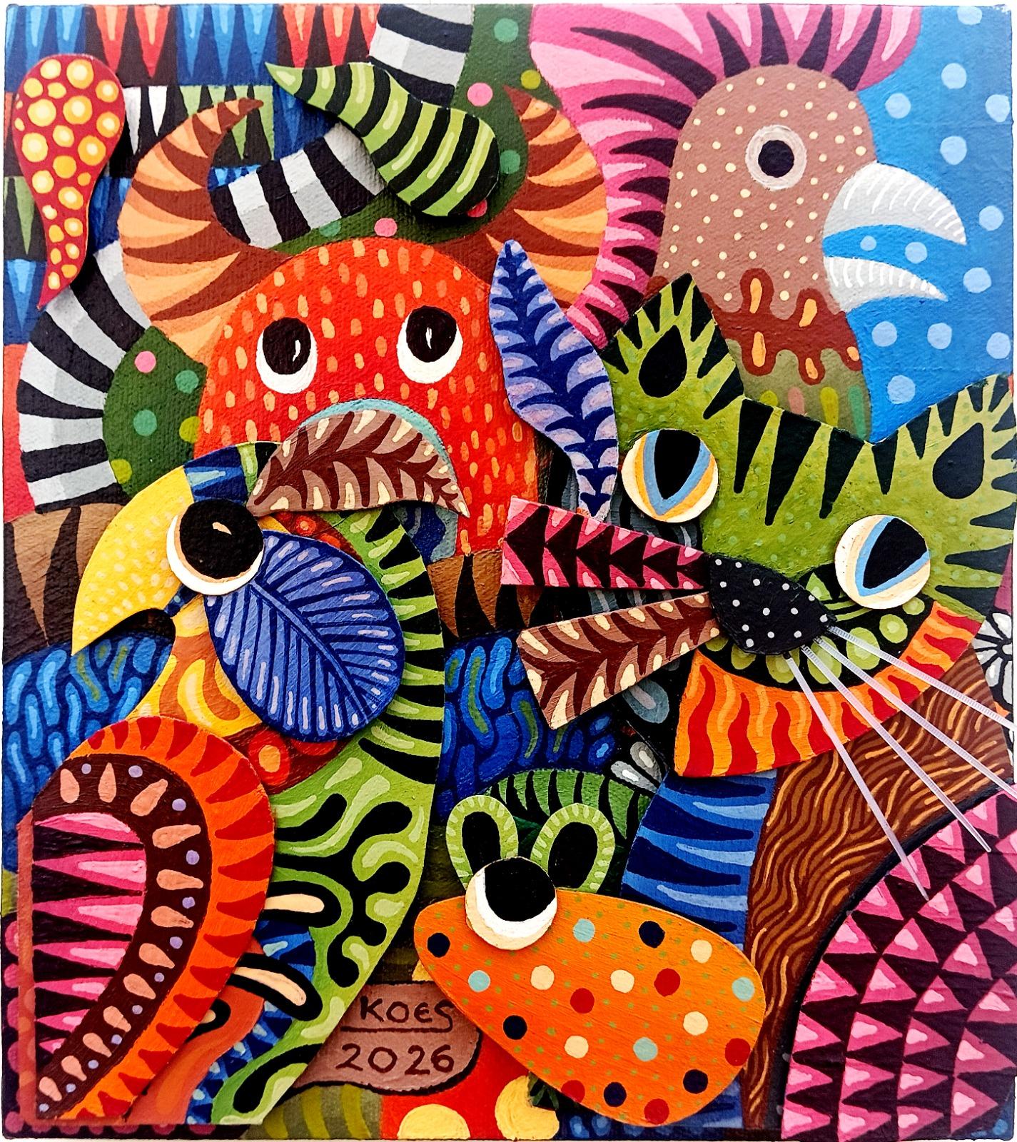 Technique mixte sur toile,
« Triptych » est également disponible à la vente au prix de 1 400 $.

Artiste indonésien contemporain, Kusbudiyanto est né en 1969 et vit à Yogyakarta, ville au cœur de la création artistique en Indonésie. Dès son plus