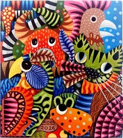 Indonesian Contemporary Art by Kusbudiyanto - Cat and Friends