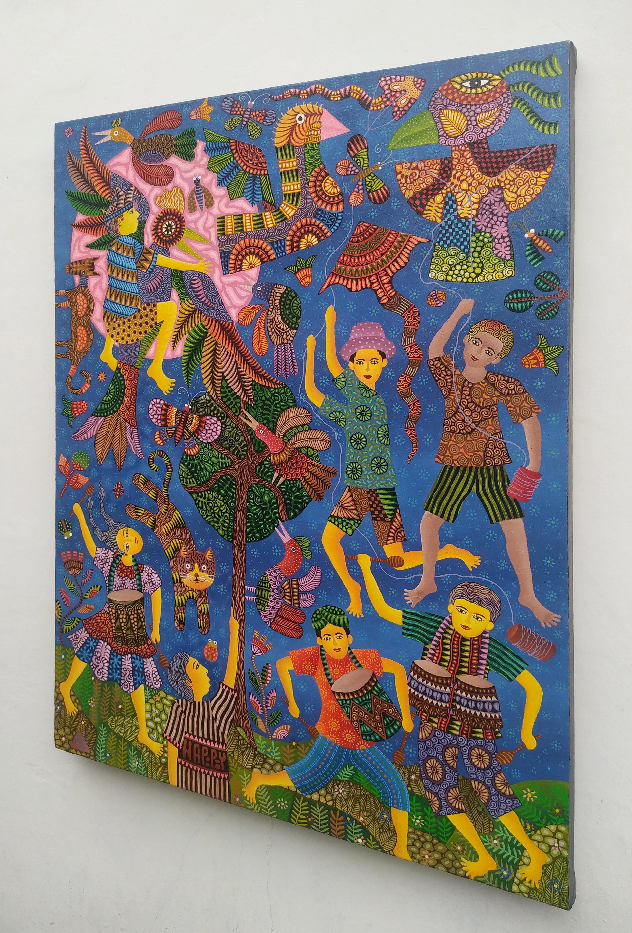 Indonesische zeitgenössische indonesische Kunst von Kusbudiyanto – Happy Days im Angebot 1