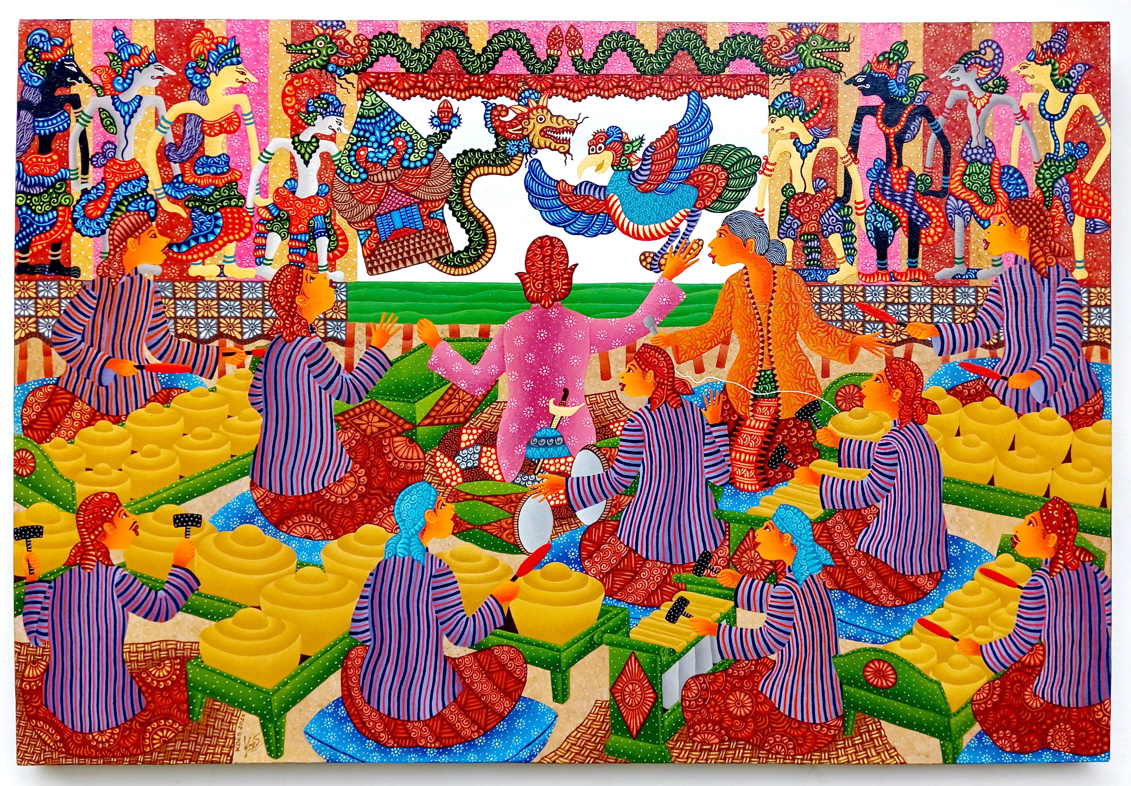 Art contemporain indonésien de Kusbudiyanto - Jatayu et le dragon en vente 6