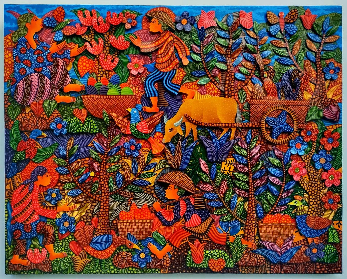Art contemporain indonésien de Kusbudiyanto - La vie au village en vente 3