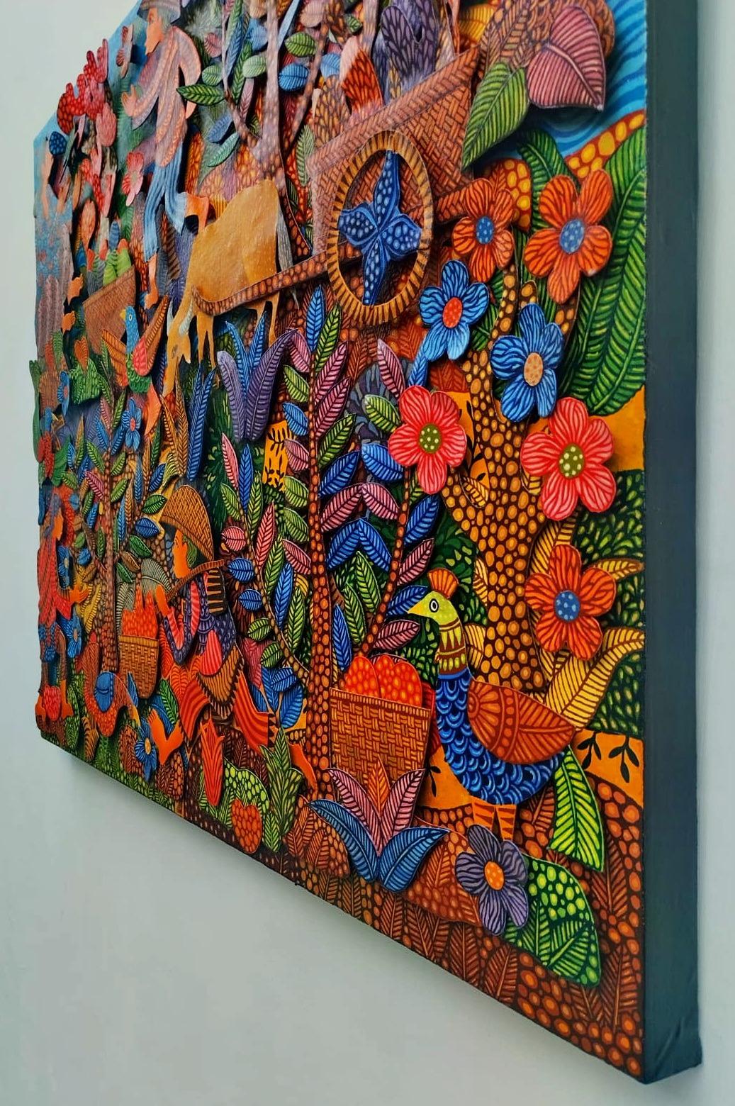 Art contemporain indonésien de Kusbudiyanto - La vie au village en vente 6