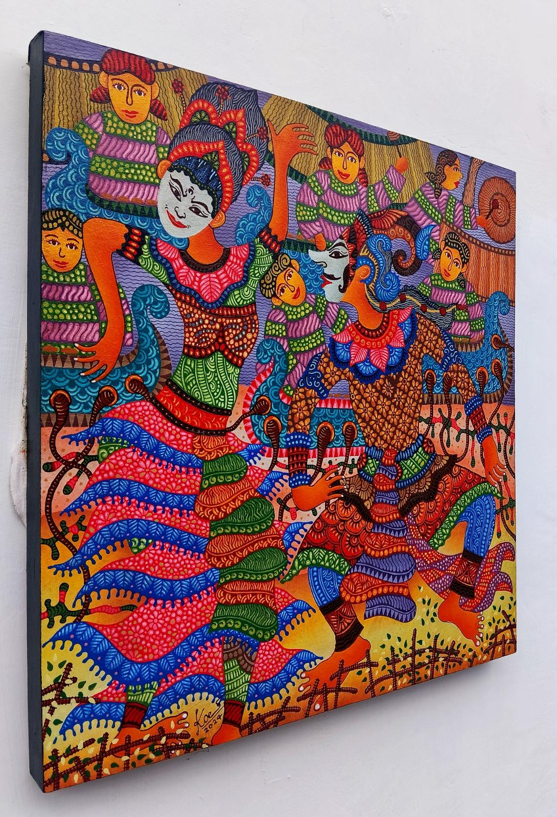 Art contemporain indonésien de Kusbudiyanto - Danse des masques en vente 2