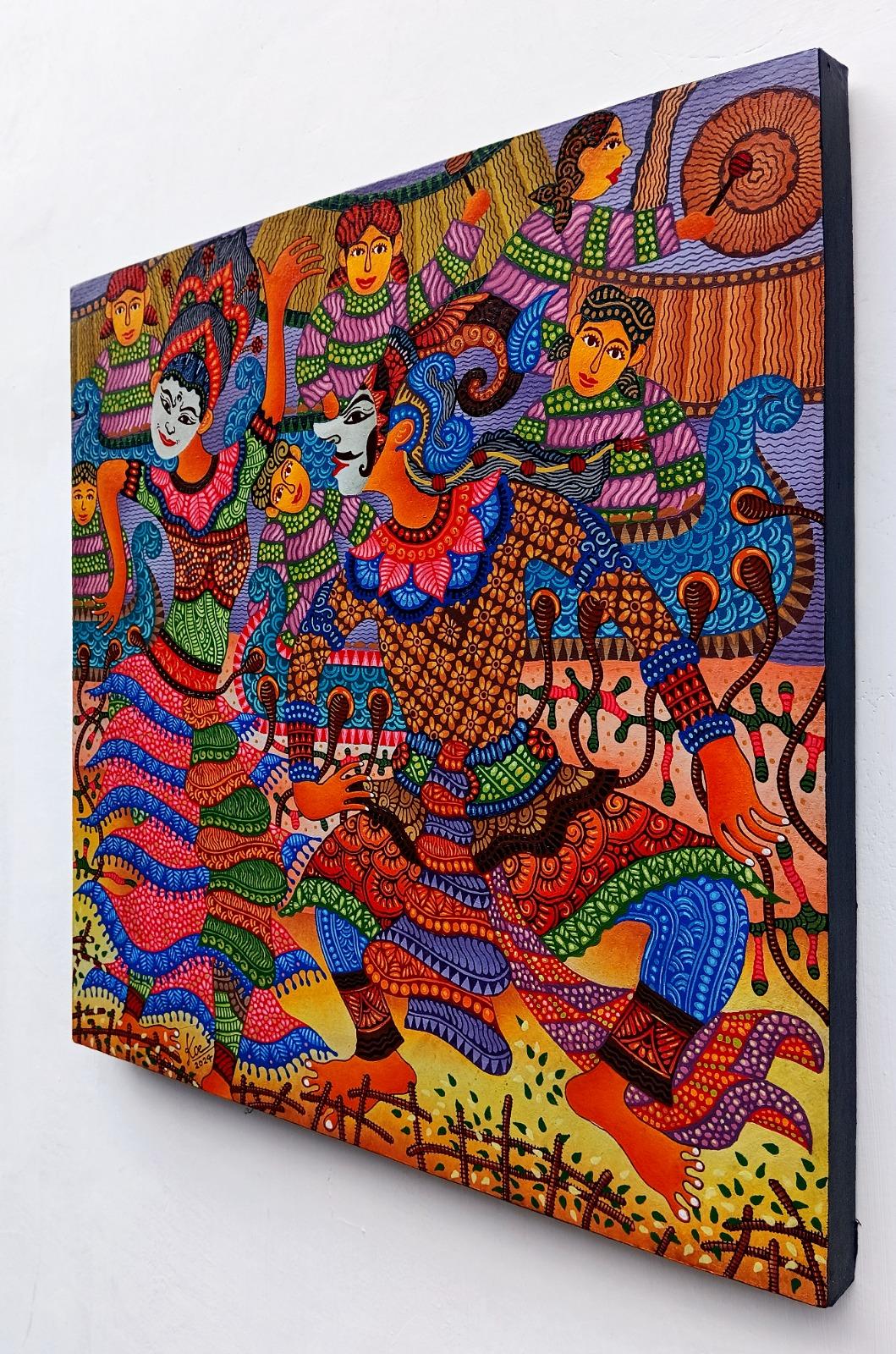 Art contemporain indonésien de Kusbudiyanto - Danse des masques en vente 3