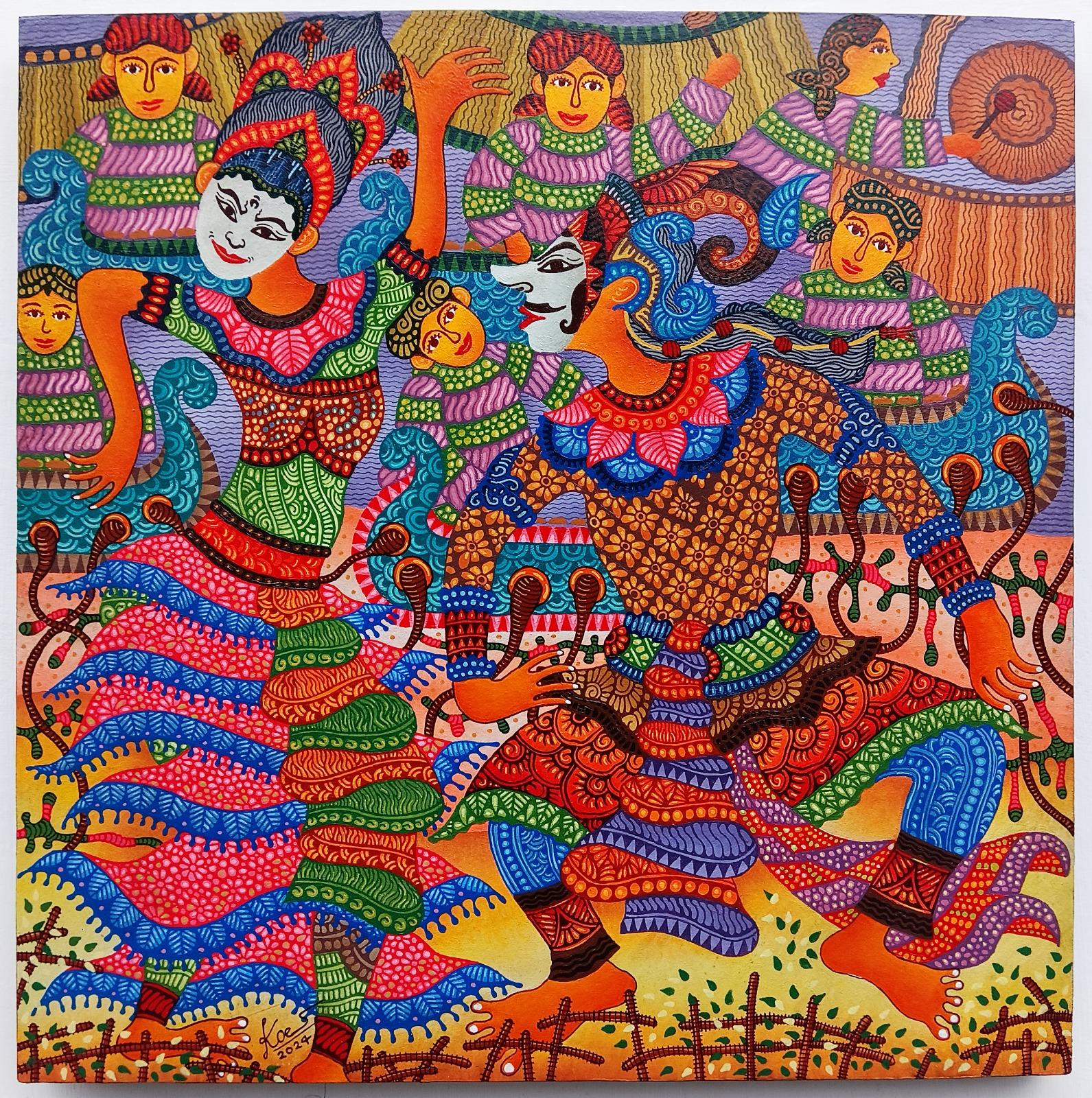 Art contemporain indonésien de Kusbudiyanto - Danse des masques en vente 7