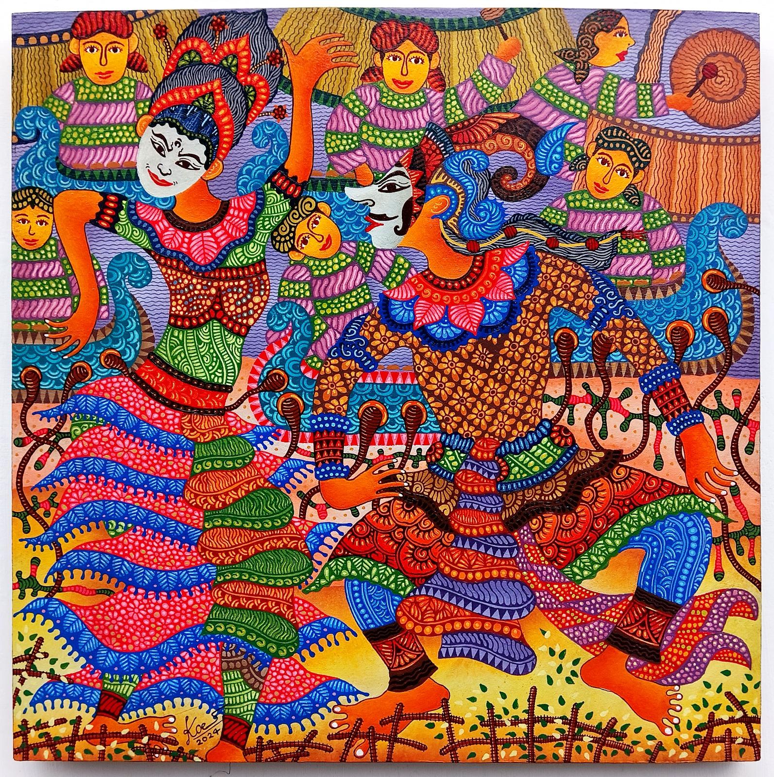 Art contemporain indonésien de Kusbudiyanto - Danse des masques en vente 8