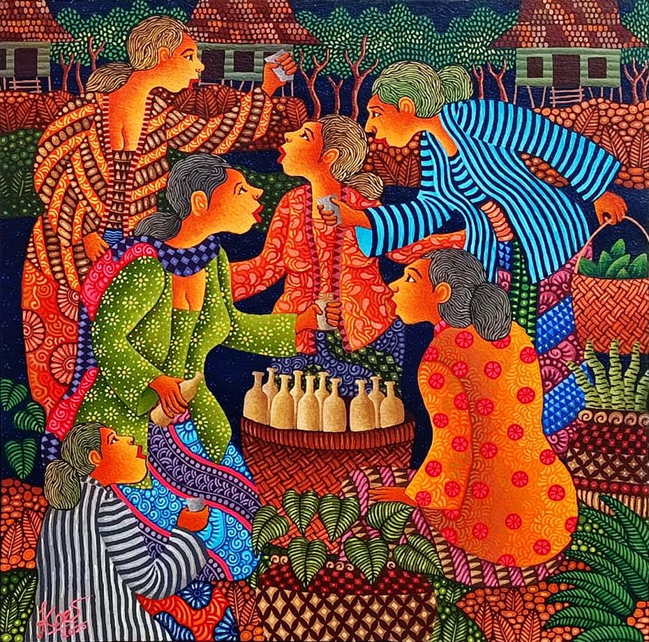 Art contemporain indonésien par Kusbudiyanto - Penjual Jamu Gendong en vente 3