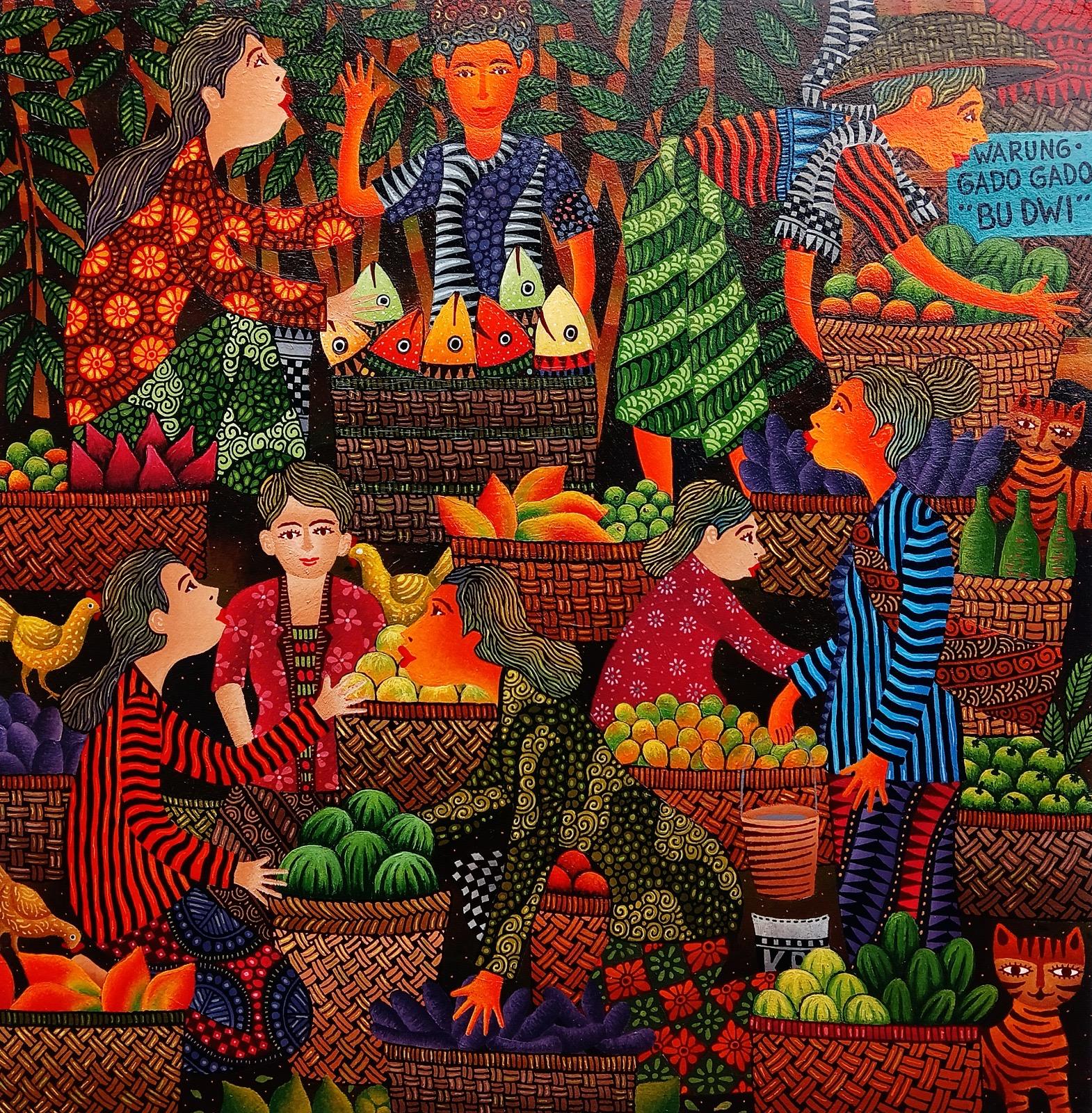 Indonesian Contemporary Art by Kusbudiyanto - Traditional Market For Sale 5