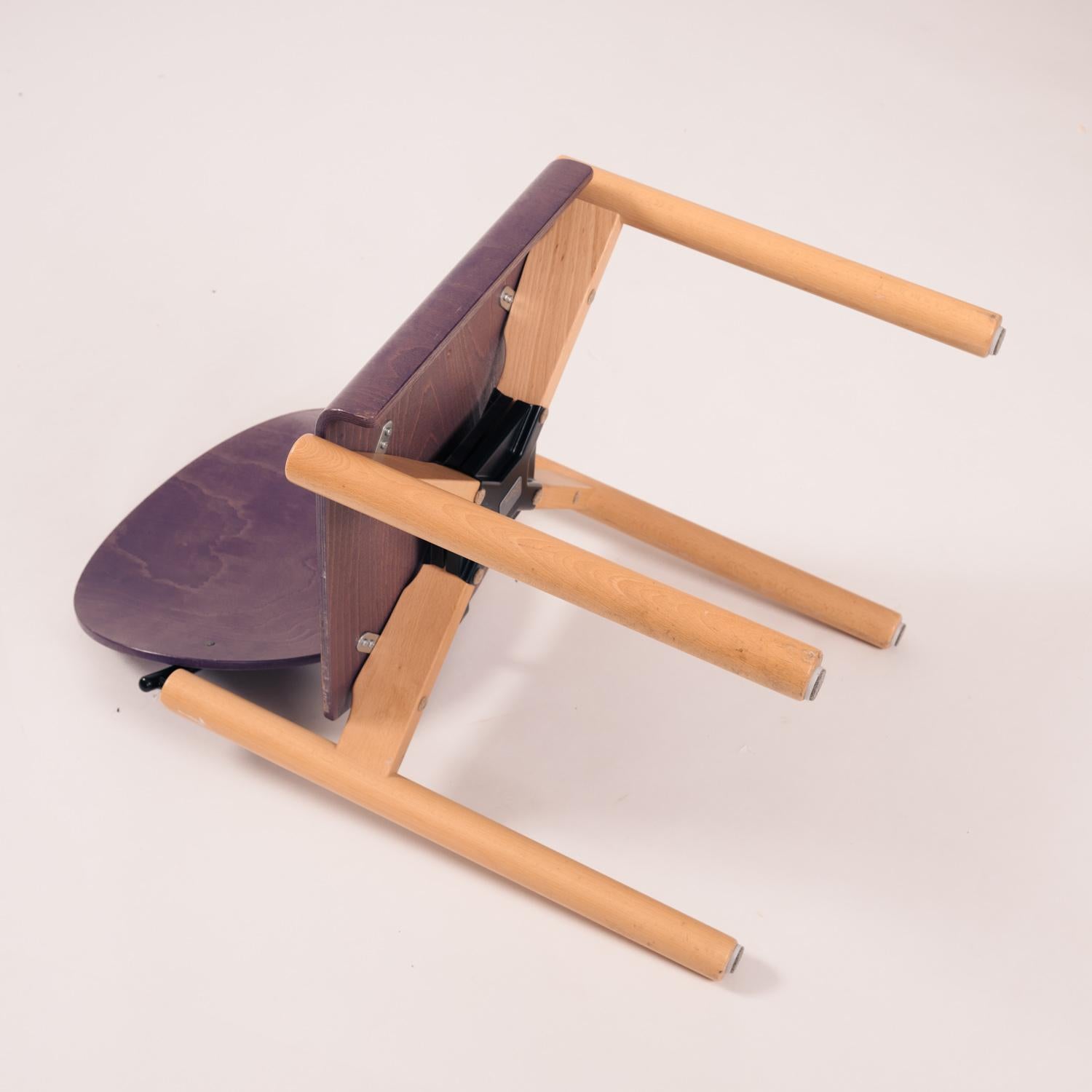Kusch & Co Postmodern set chairs of 10, purple and beech, 1980s 3