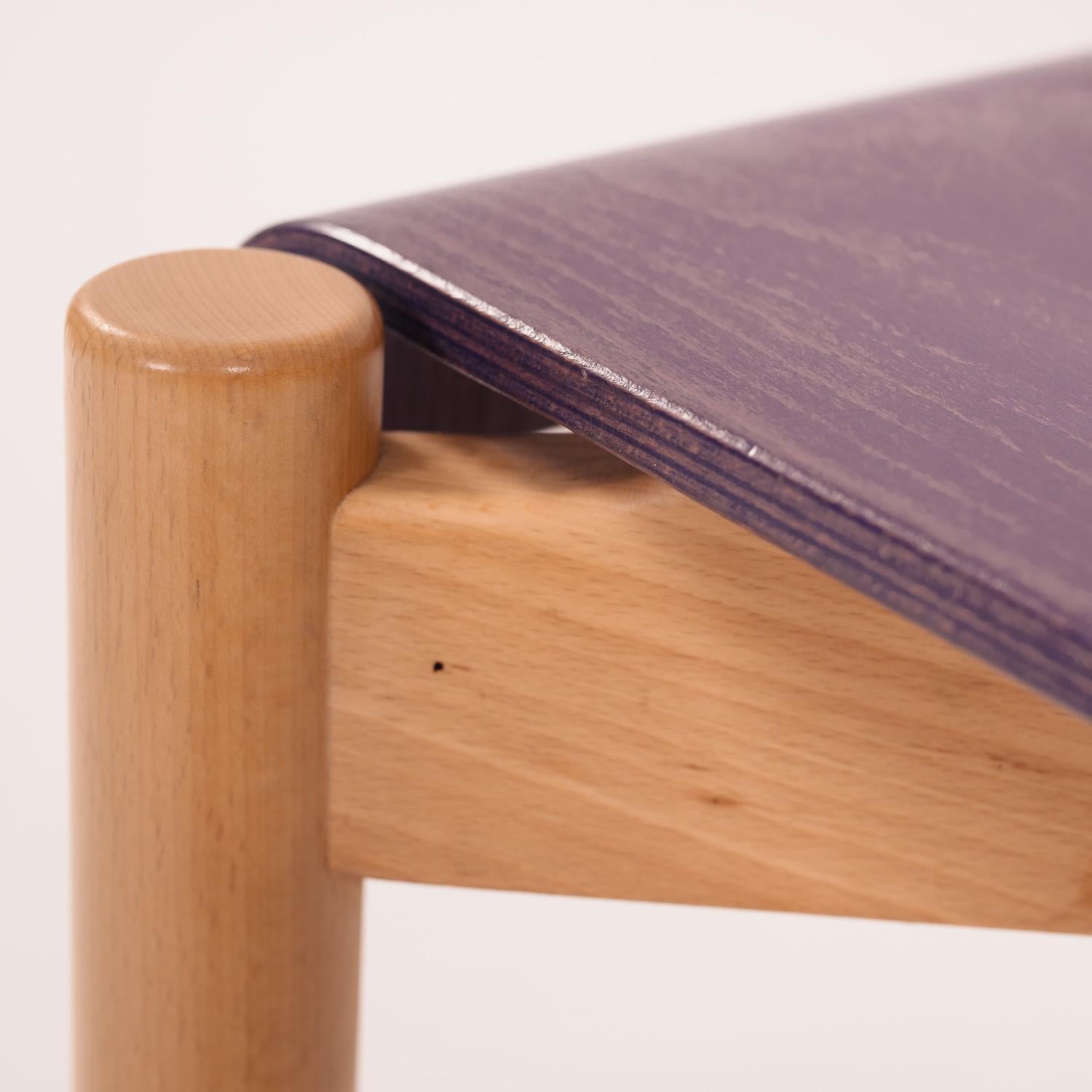 Post-Modern Kusch & Co Postmodern set chairs of 10, purple and beech, 1980s