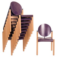 Kusch & Co Postmoderne Set-Stühle von 10 Stühlen, lila und Buche, 1980er Jahre