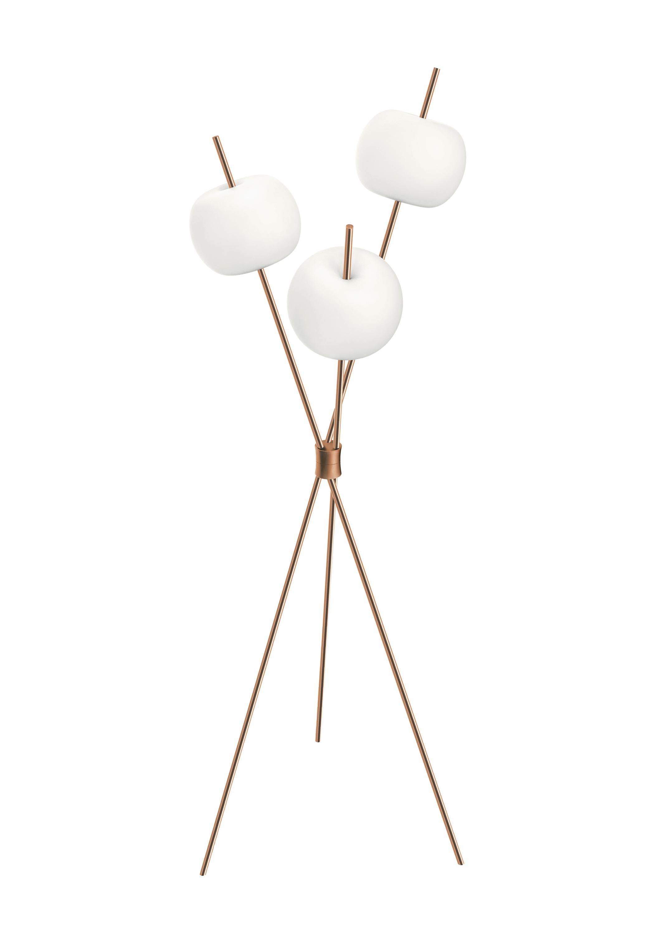 'Kushi' Opaline Glass and Brass Three-Stemmed Floor Lamp for KDLN For Sale 2
