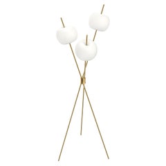 'Kushi' Opaline Glass and Brass Three-Stemmed Floor Lamp for KDLN