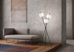 'Kushi' Opaline Glass and Metal Three-Stemmed Floor Lamp for KDLN in Black