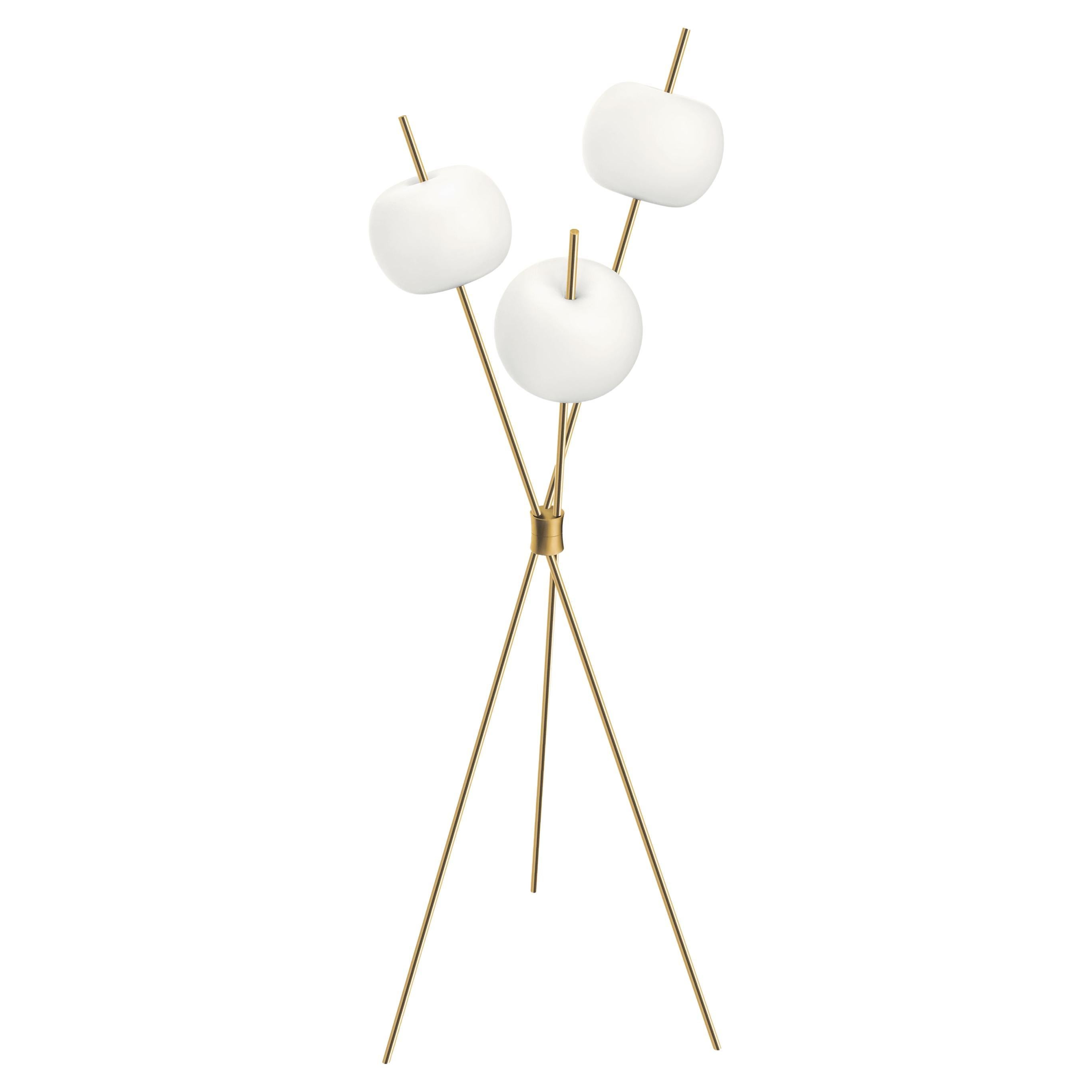 'Kushi' Opaline Glass and Metal Three-Stemmed Floor Lamp for KDLN in Black For Sale 2