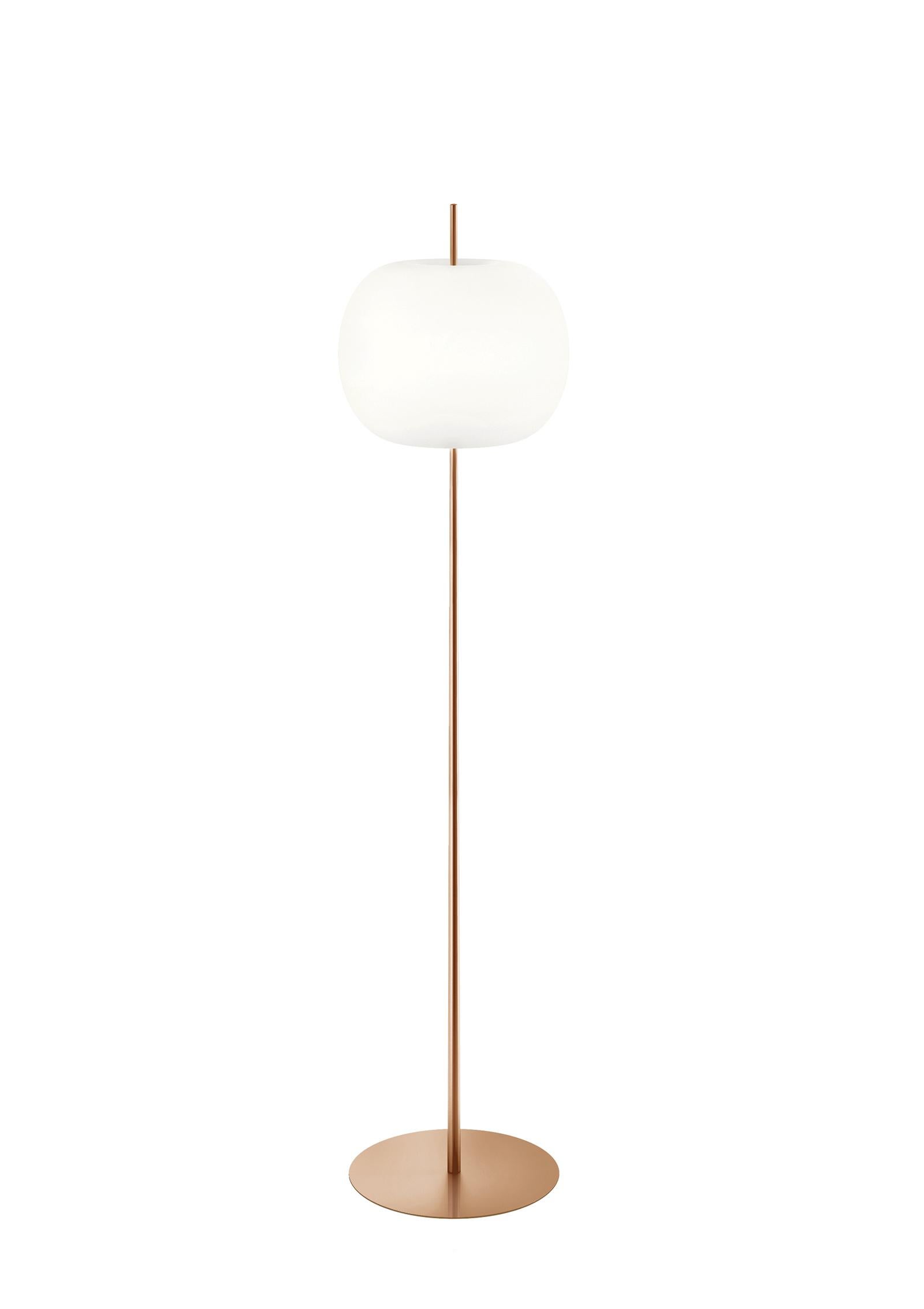 Metal 'Kushi XL' Opaline Glass and Brass Floor Lamp for KDLN For Sale
