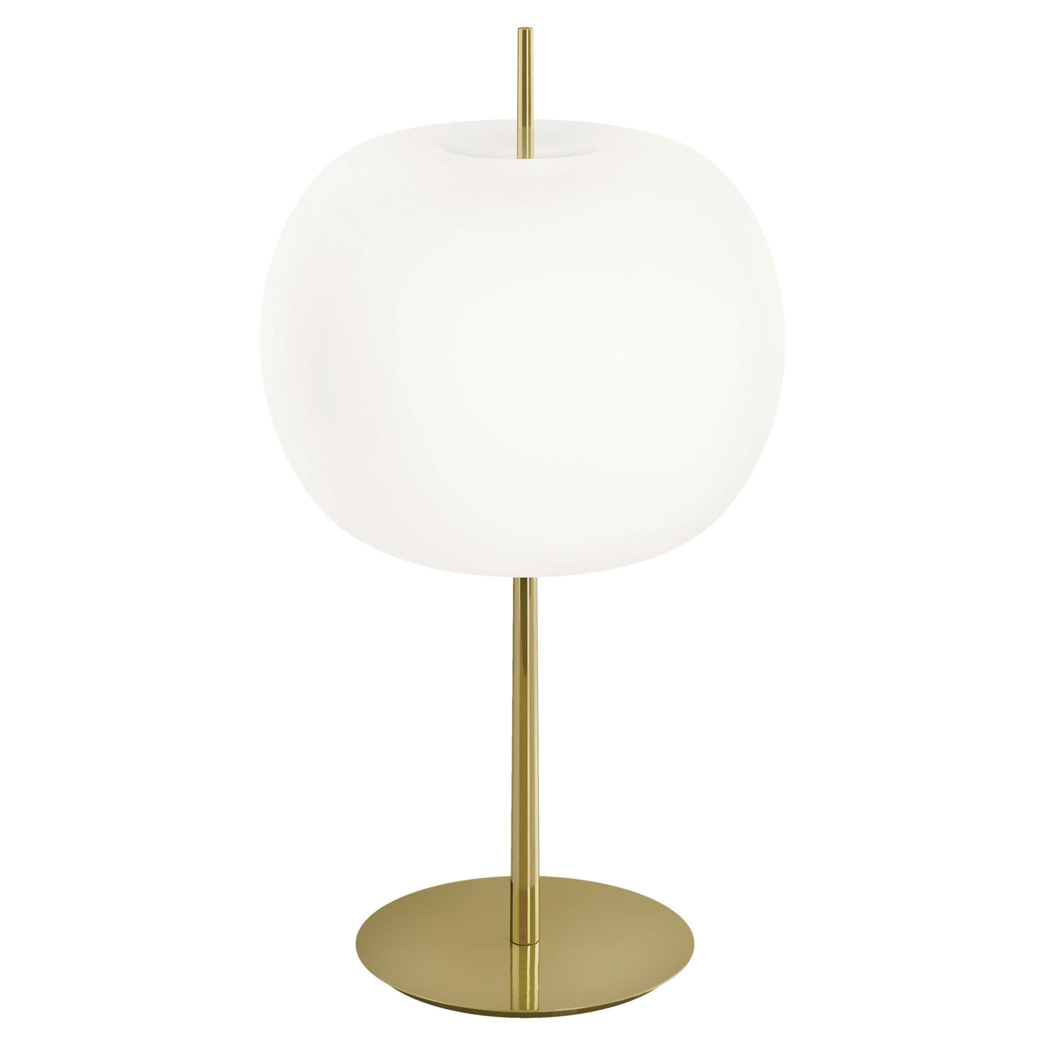 'Kushi XL' Opaline Glass and Brass Table Lamp for Kdln