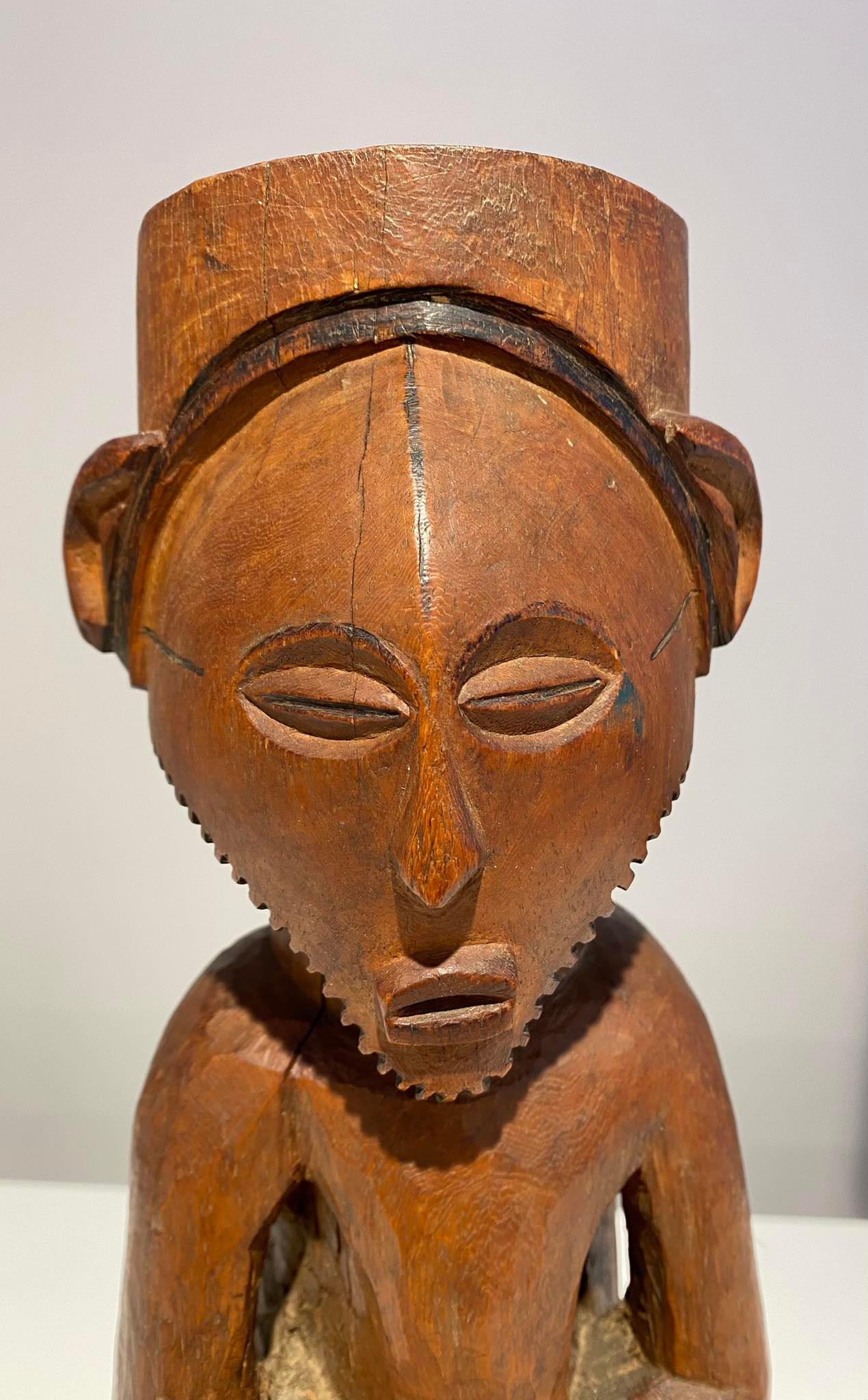 Congolese Kusu wooden ancestor fetish ca 1900 DR Congo Africa Central African Tribal Art For Sale