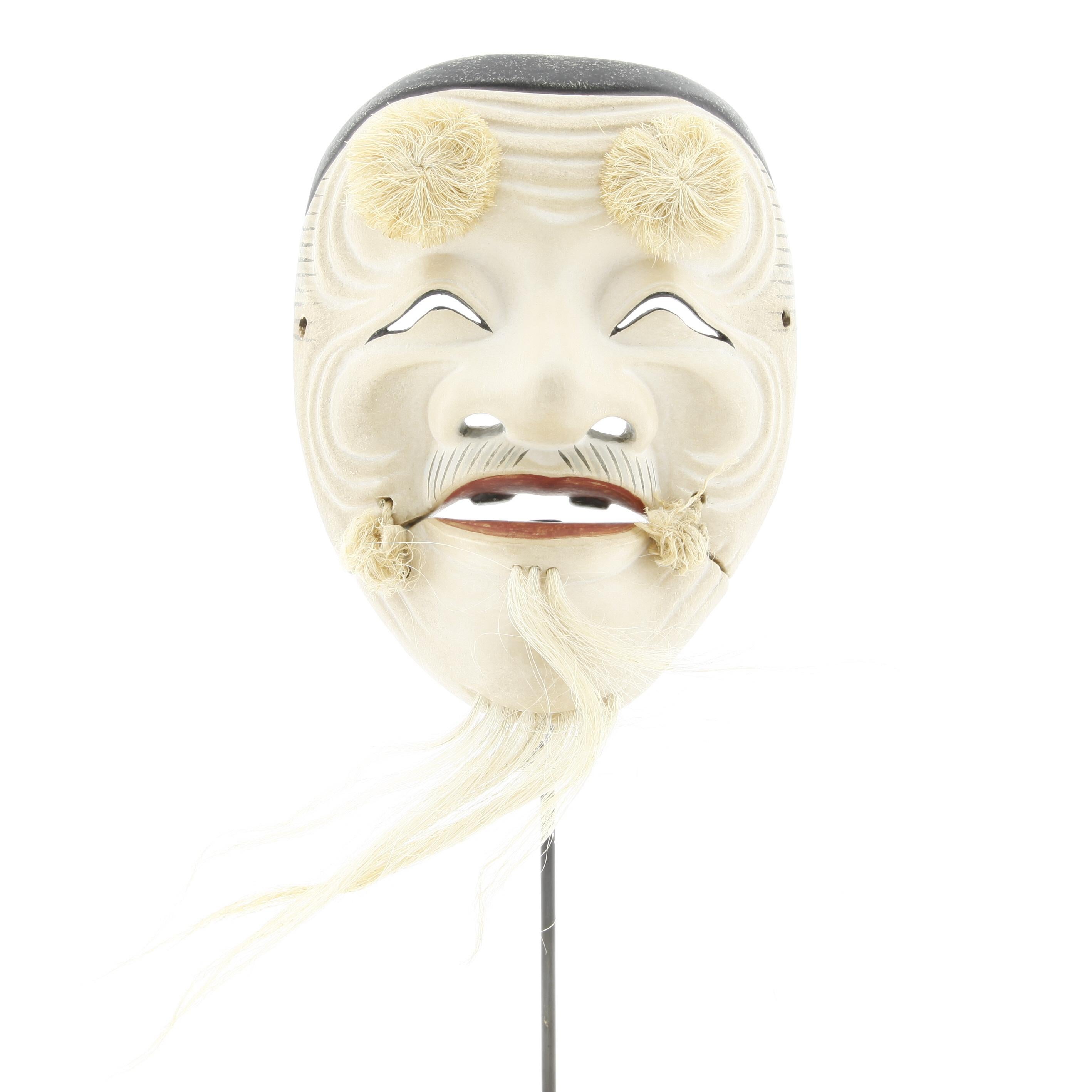 Noh Mask of an Old Man, Okina, Japanese Theatre, Drama, 20th Century, Kusumoto - Mixed Media Art by Kusumoto Nohaku