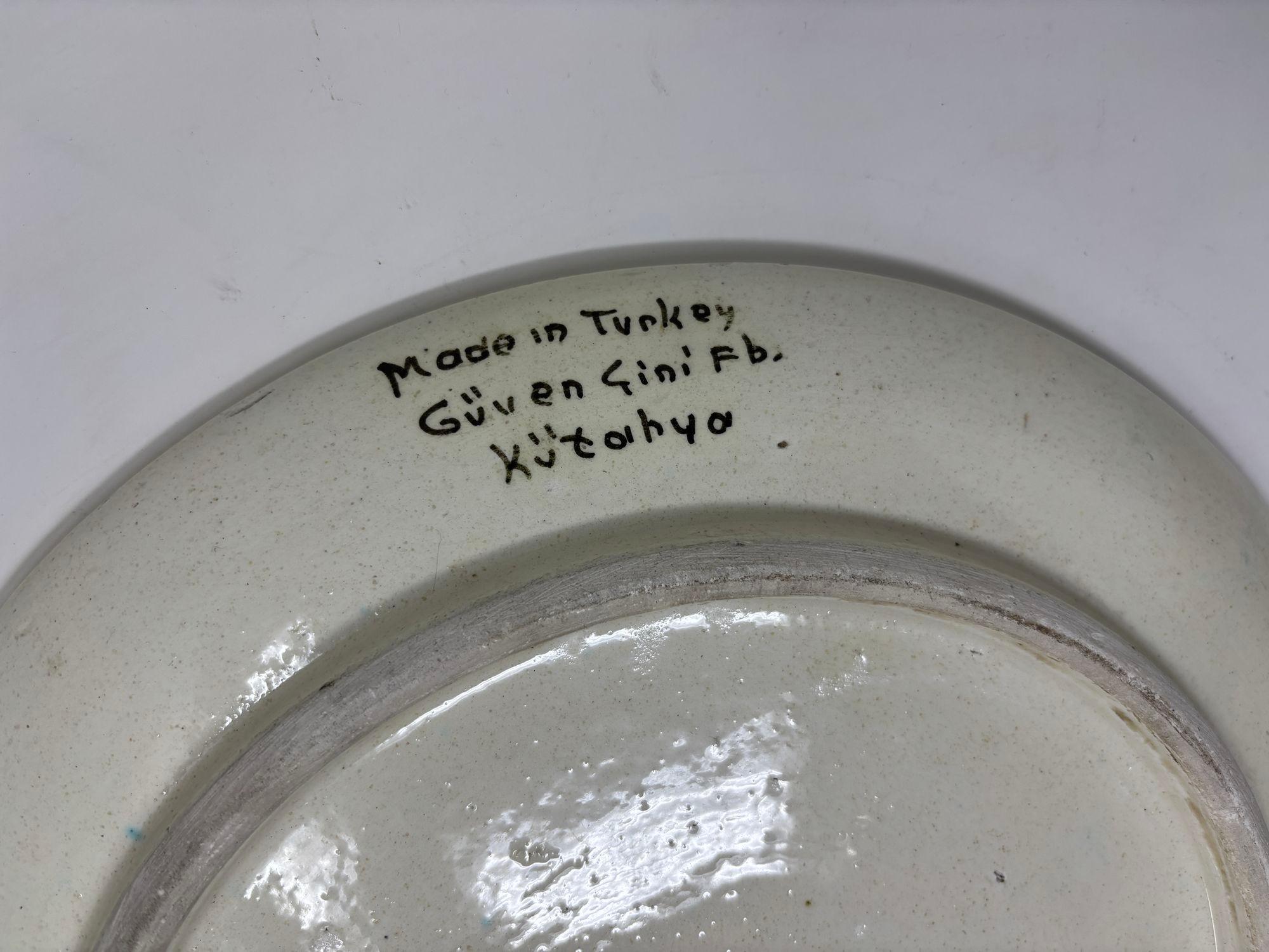 Kutahya Hand Painted Islamic Turkish Decorative Plate 1950's For Sale 7