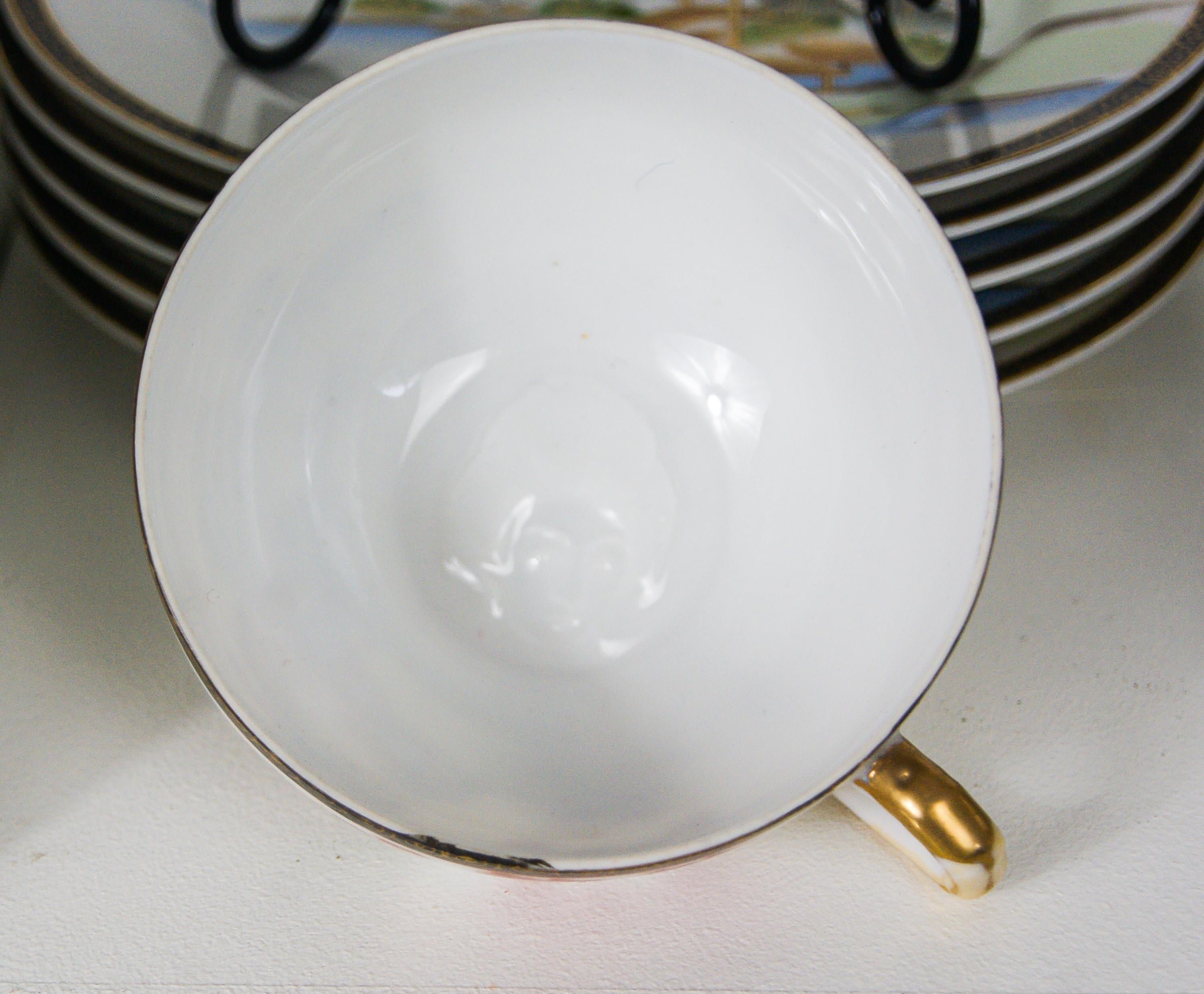 Kutani Japan Lithophane Geisha Silhouette Egg Shell Porcelain Tea Set for 6 3