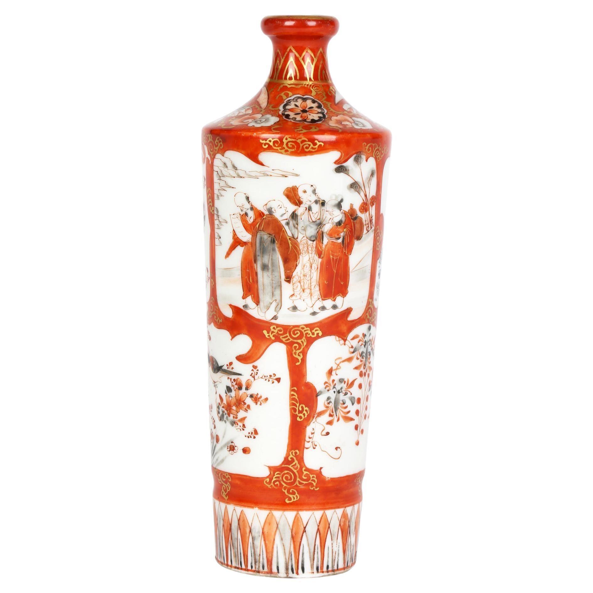 Vaso in porcellana giapponese Meiji Kutani dipinto con figure in vendita
