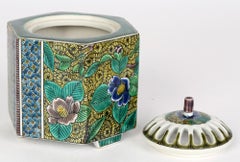 Kutani Japanese Porcelain Floral Painted Incense Burner and Cover