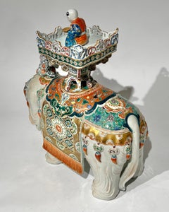 Kutani Meiji Japanese Ceremonial Porcelain Elephant