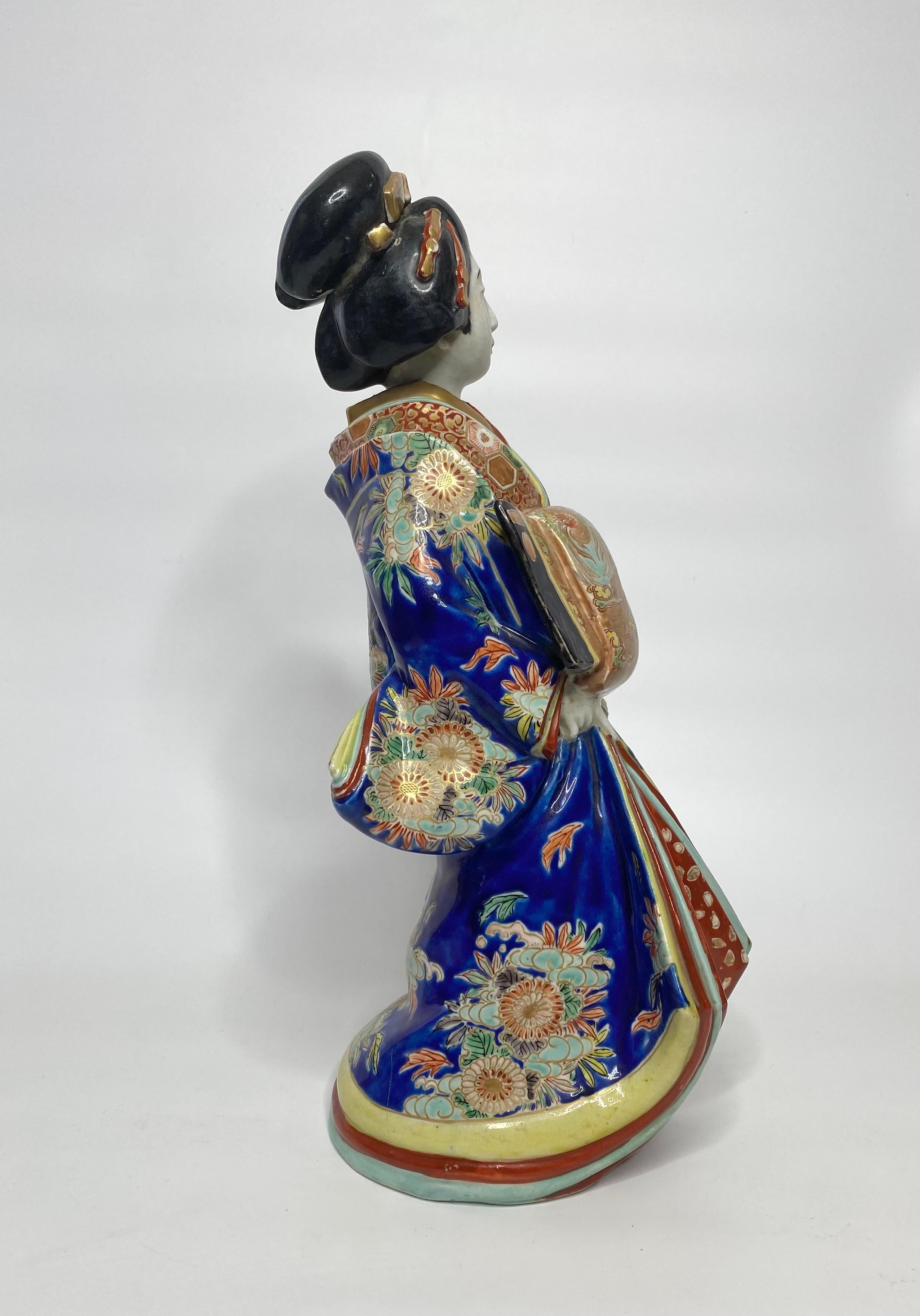 Fired Kutani Porcelain Bijin, Japan, C. 1900. Meiji Period