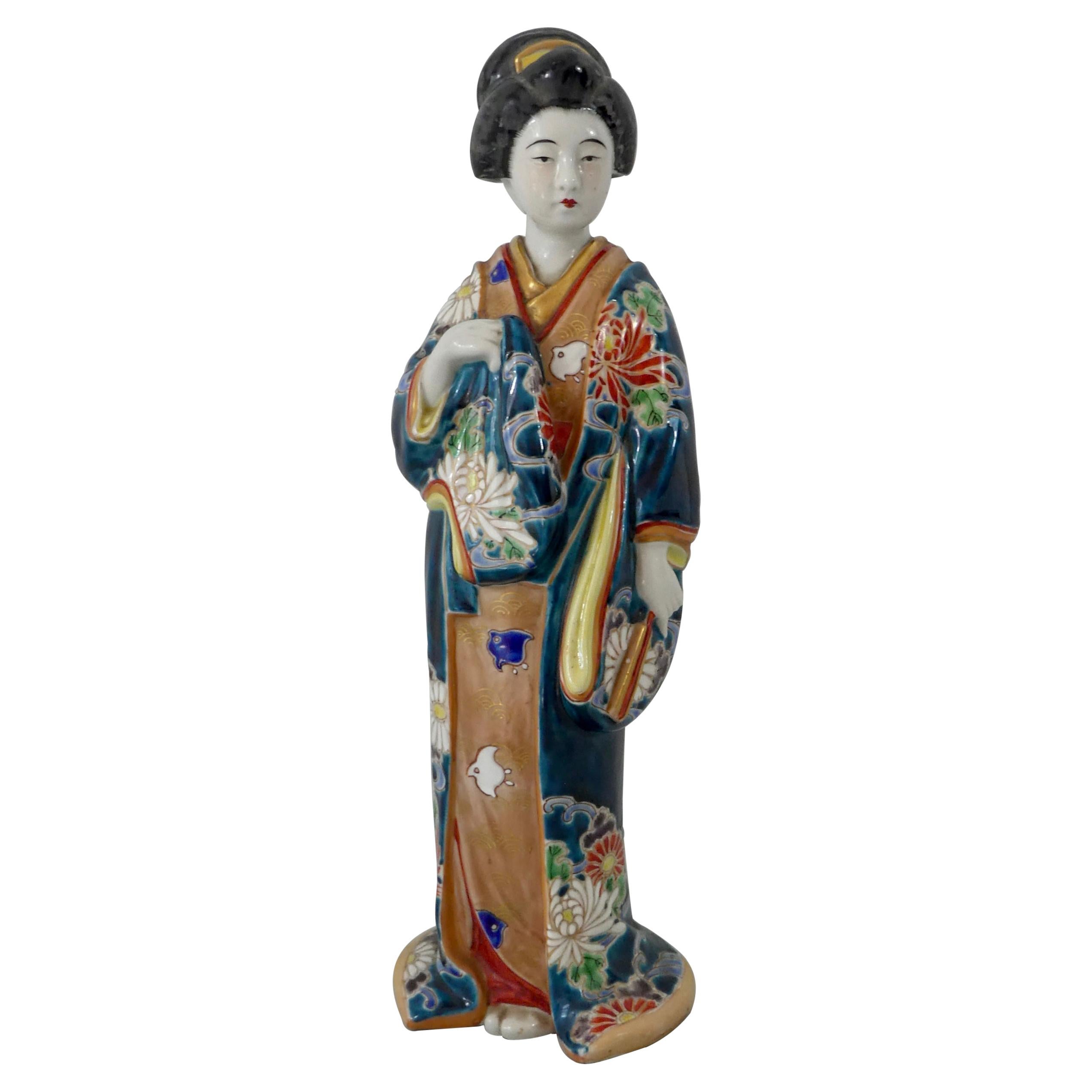 Kutani Porcelain Figure of a Bijin, circa 1890, Meiji Period