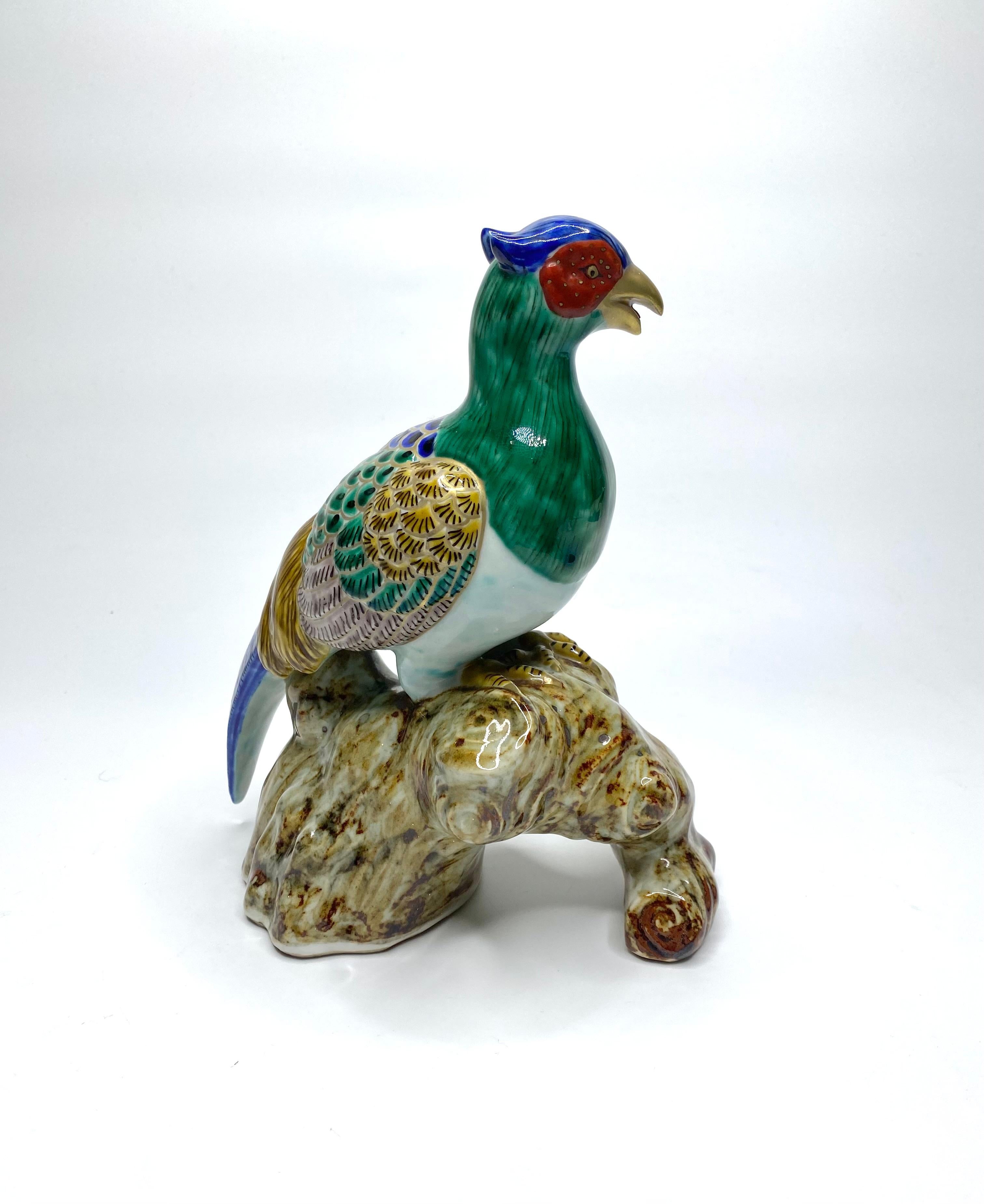 Japanese Kutani porcelain Green Pheasant, Japan, Meiji Period. For Sale