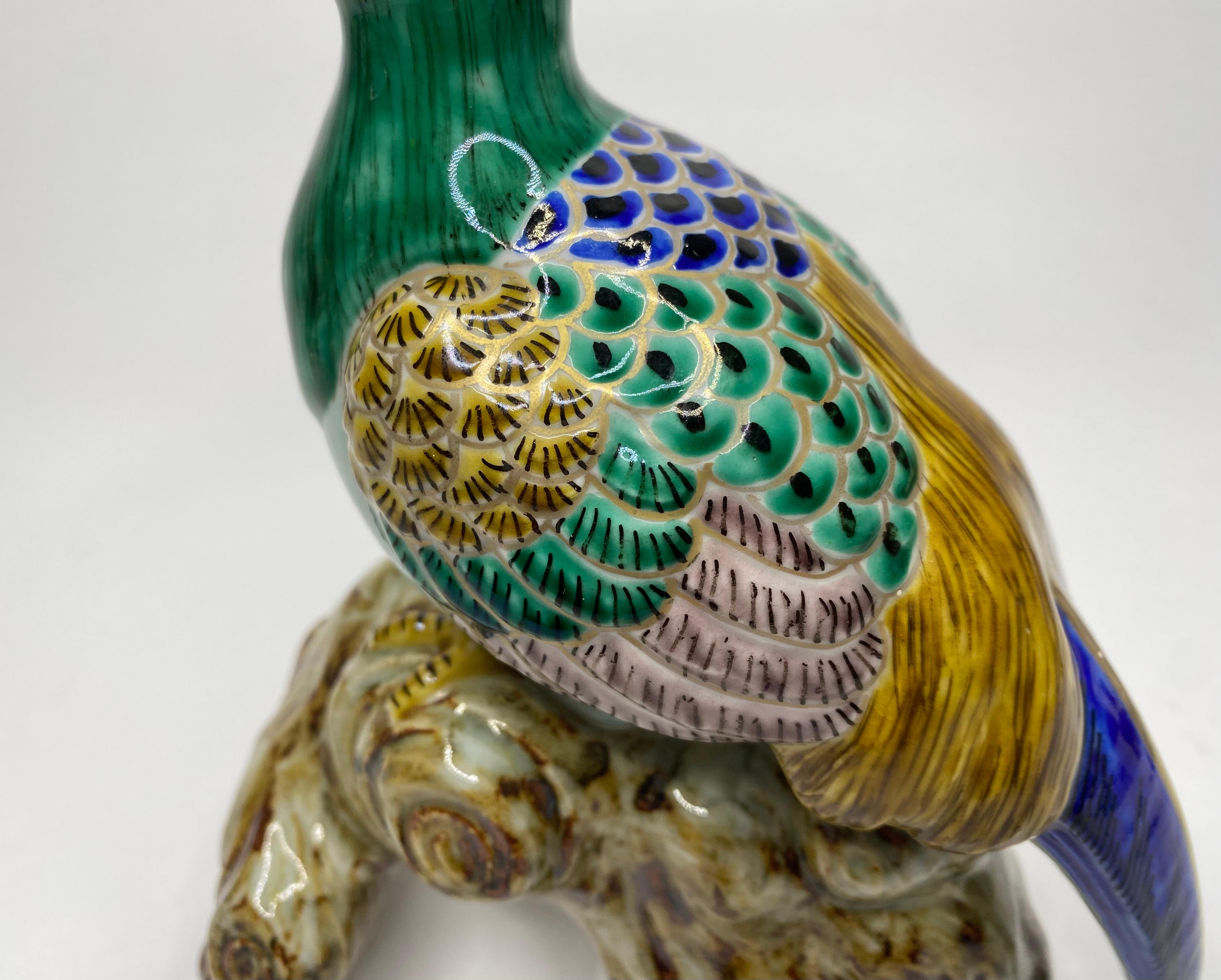 Pheasant vert en porcelaine de Kutani, Japon, période Meiji en vente 1