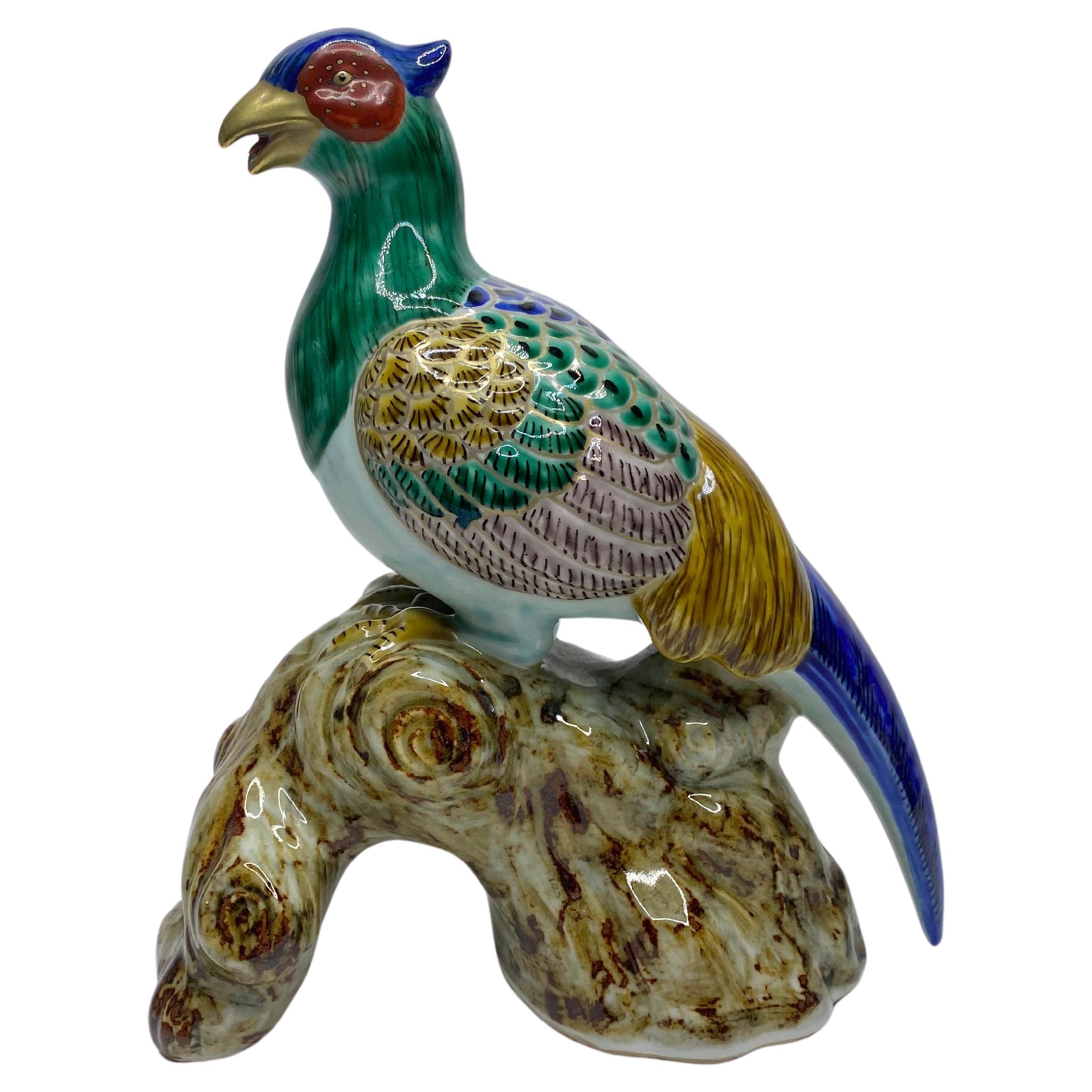 Kutani porcelain Green Pheasant, Japan, Meiji Period. For Sale