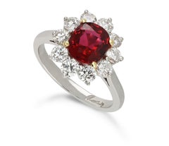 Kutchinksy ruby and diamond coronet cluster ring, circa 1970.