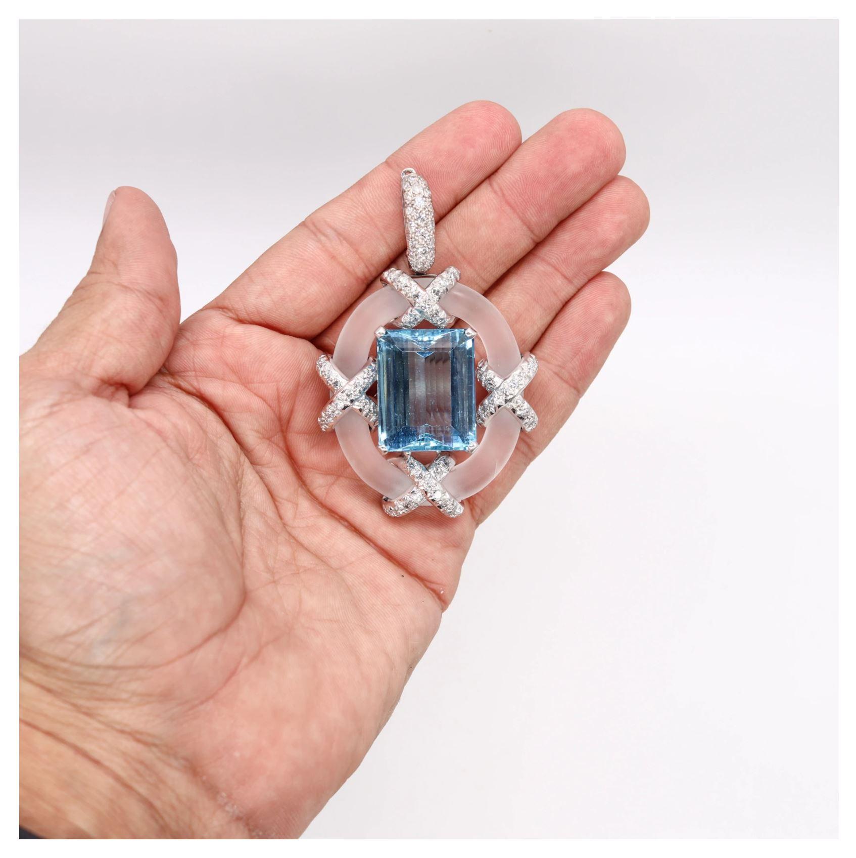 Kutchinsky London 1970 Convertible Collar Platinum 154.2 Ct Diamonds Aquamarines For Sale 4